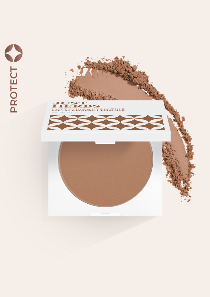 Just Herbs Compact Powder Mattifying & Hydrating With Spf 15 + For Dry & Oily Skin Talc & Fragrance Free- Coffeel - 9gm