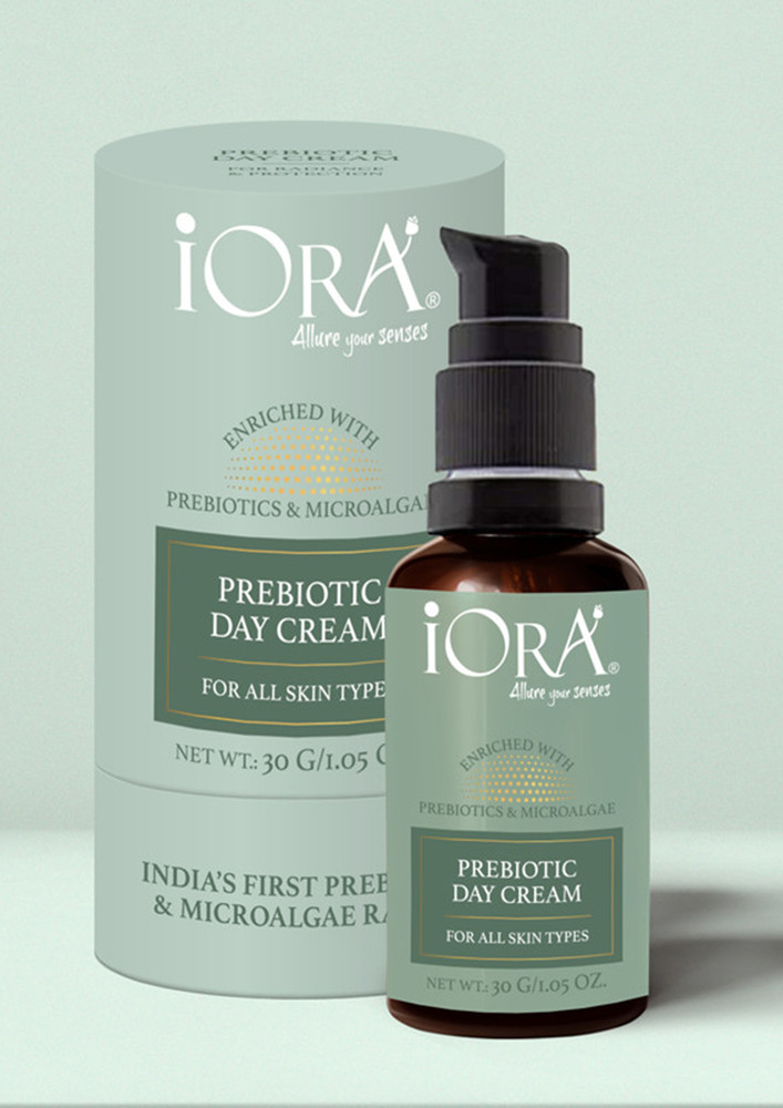 Iora Prebiotic Radiance Day Cream With Spf 15 For Daily Use For Pollution & Blue Light Protection With Licorice, Argan, Neem & Essential Oil, Protects, Hydrates & Brightens Skin | For All Skin Types - 30ml