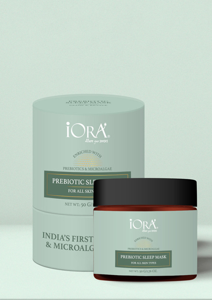 Iora Prebiotic Sleeping Face Mask, For Skin Hydration, Glow & Repair, Enriched With Natural Retinol & Plant-based Collagen Protein, Night Skin Routine For Dehydrated, Uneven Skin | For All Skin Types - 50gm