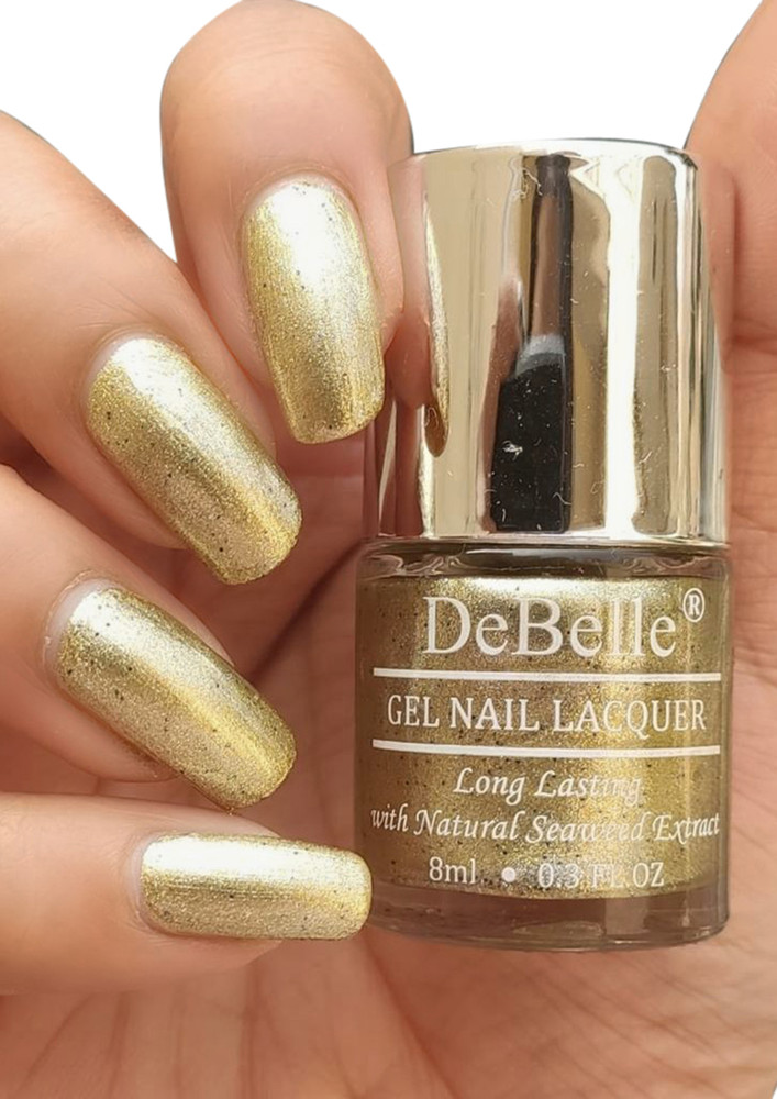 Debelle Gel Nail Lacquer Canopus Beige Gold With Black Glitter Nail Polish