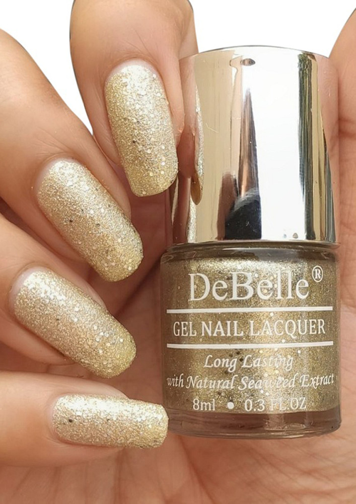 Debelle Gel Nail Lacquer Sirius Champagne Gold With Silver Glitter Nail Polish