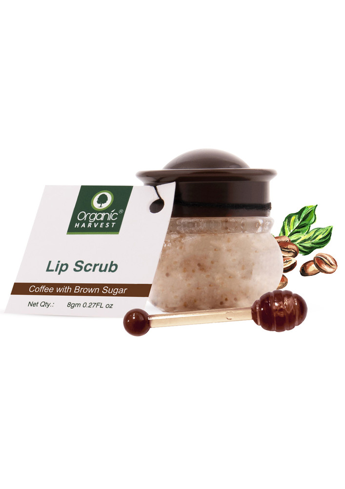 Organic Harvest Lip Scrub With Coffee Extracts, For Lightening & Brightening Dull Lips, Infused With Natural Products To Repair Dark, And Damaged Lips, Best For Men & Women, 100% Organic, 8gm