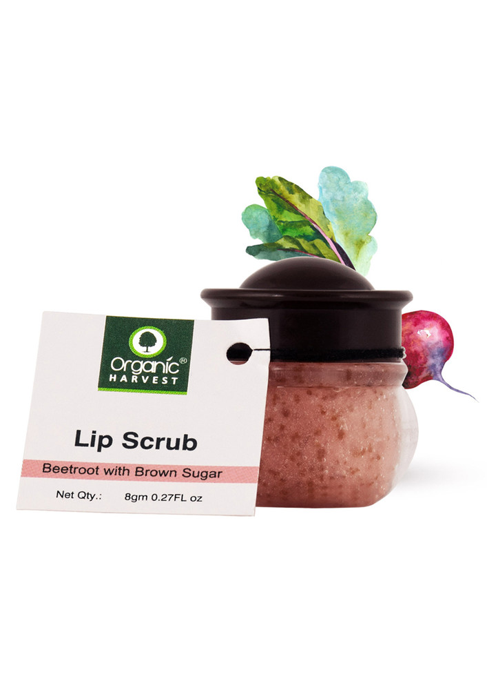 Organic Harvest Lip Scrub Beetroot With Brown Sugar, Lightens and Brightens Dark & Chapped Lips, Perfect for Men and Women, Enriched with Brown Sugar and other Essential Oils,  100% Organic, ECOCERT Certified, No Harmful Chemical