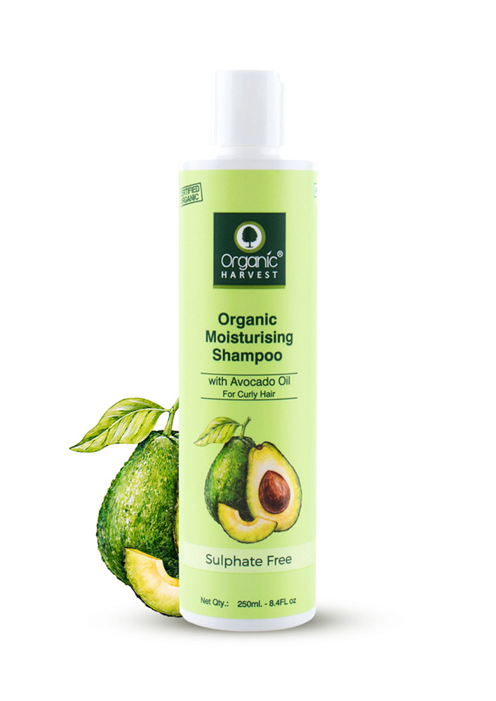 Organic Harvest Moisturising Shampoo With Avocado Oil & Aloe Vera Extract For Curly Hair | Ideal For Both Men & Women | 100% Organic, Sulphate And Paraben Free - 250 Ml
