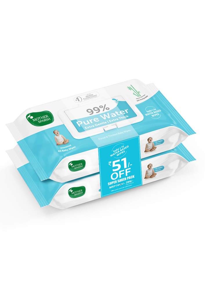 Mother Sparsh 99% Pure Water Wipes (40x2pcs)