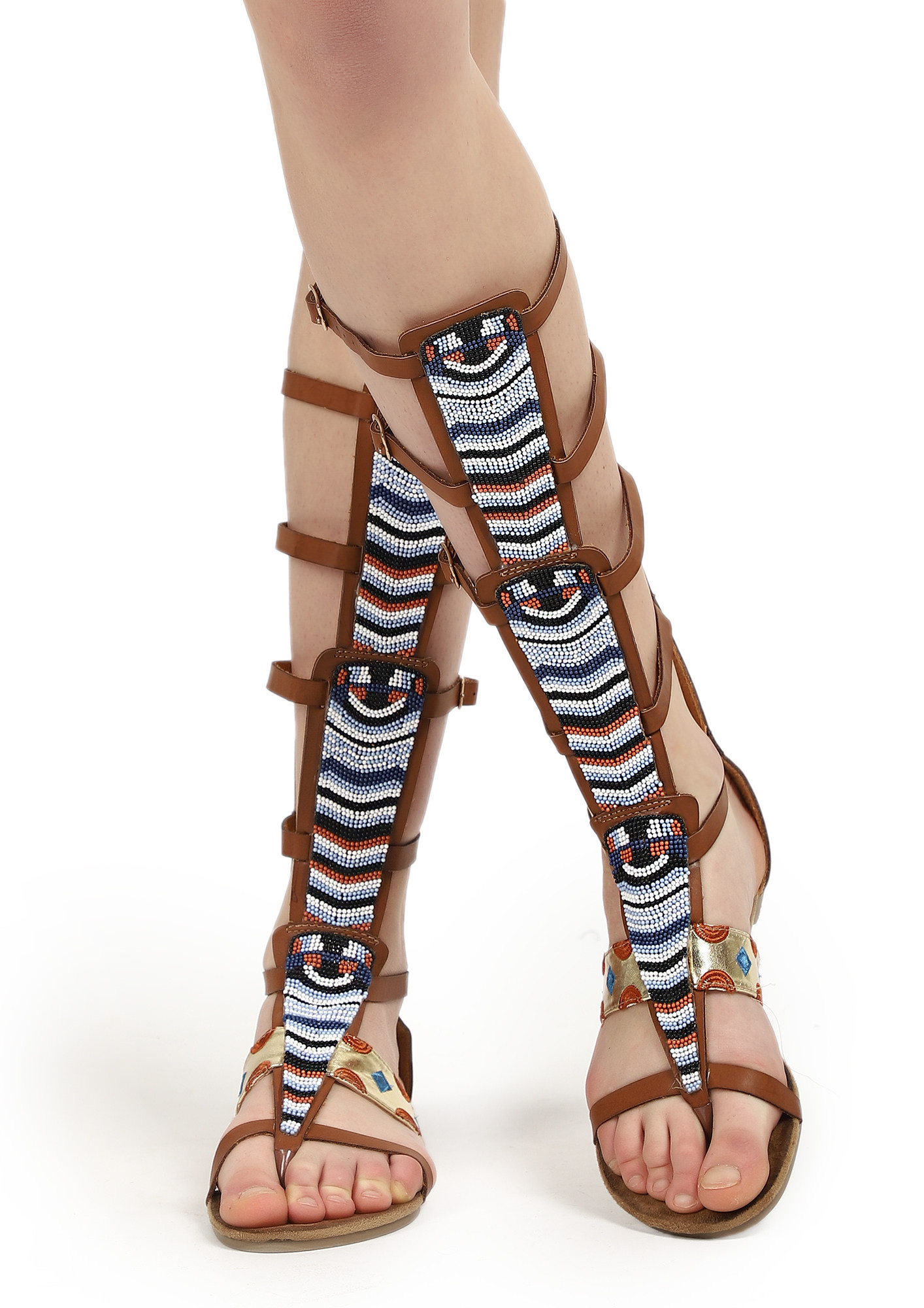 Buy Women Gladiator Sandals Flat,Summer Strappy Lace Up Open Toe Knee High Flat  Sandal Online at desertcartINDIA