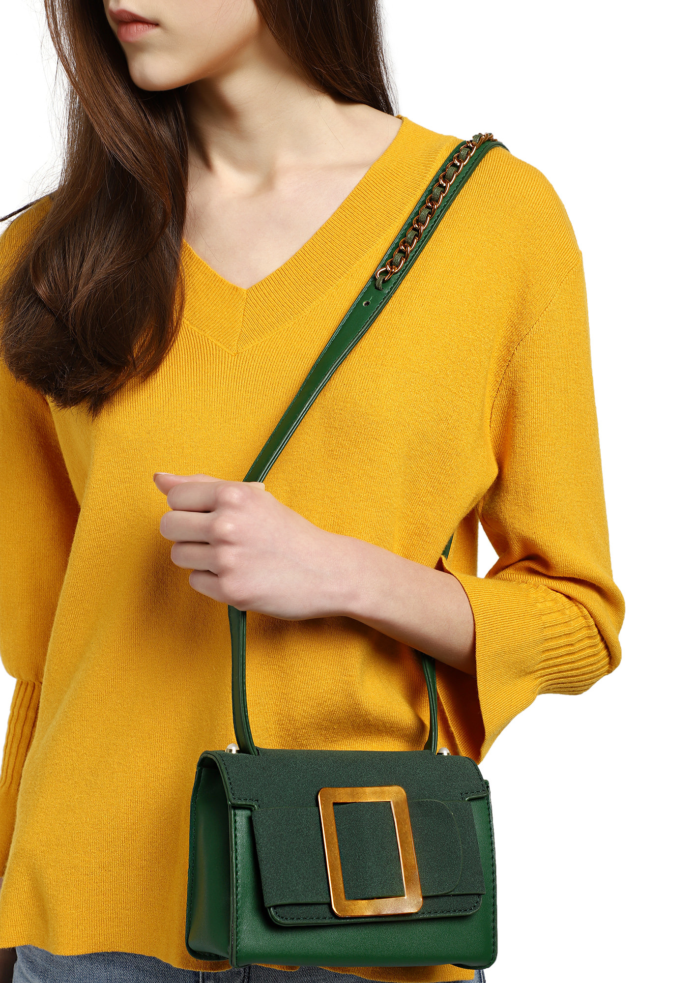 A LITTLE LESS WORKAHOLIC GREEN SLING BAG