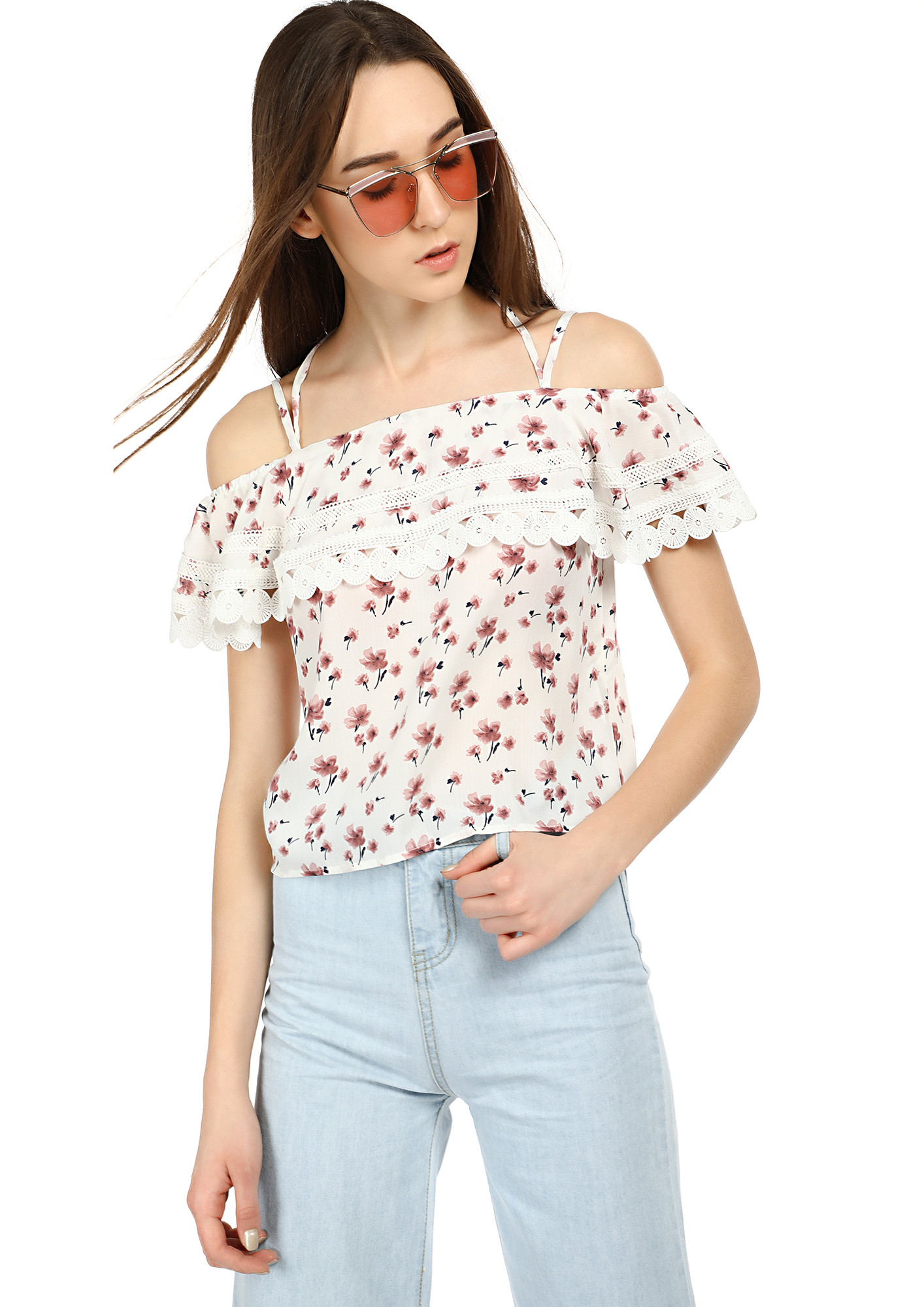 THE WILDFLOWER TAKEOVER WHITE CROP TOP