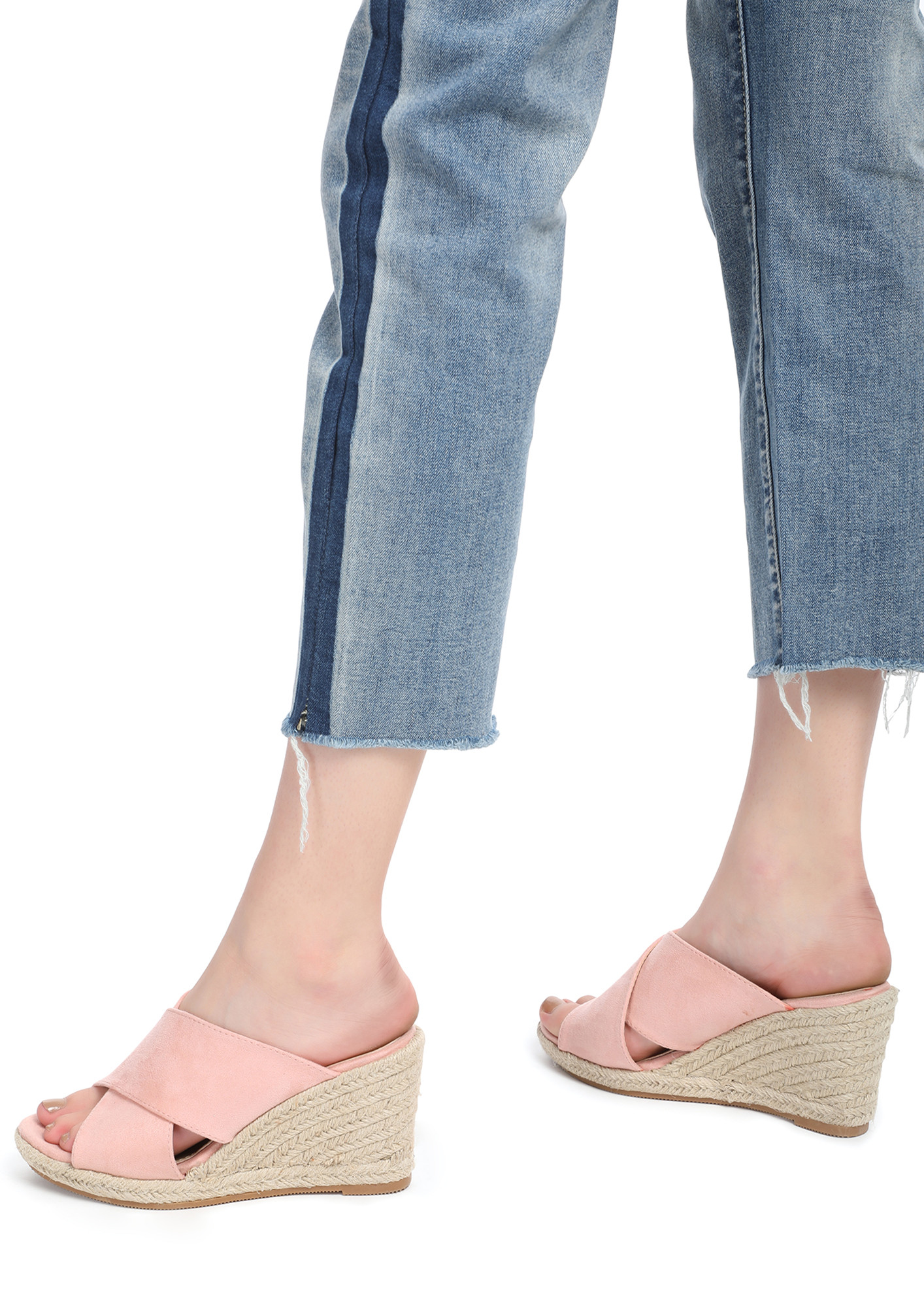 WE WILL CROSS THE PATH PINK WEDGES