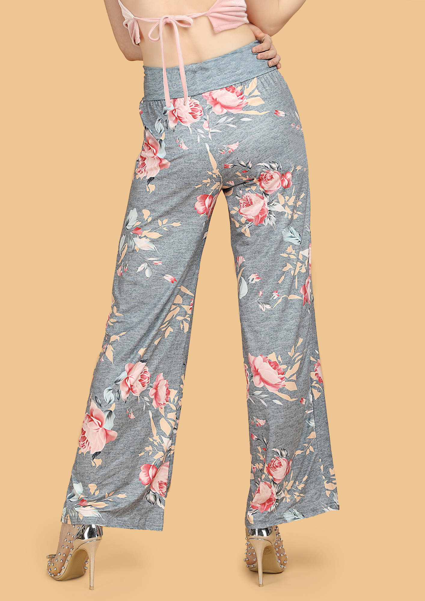 Buy LOVE AT FIRST SIGHT GREY FLORAL PANTS for Women Online in India