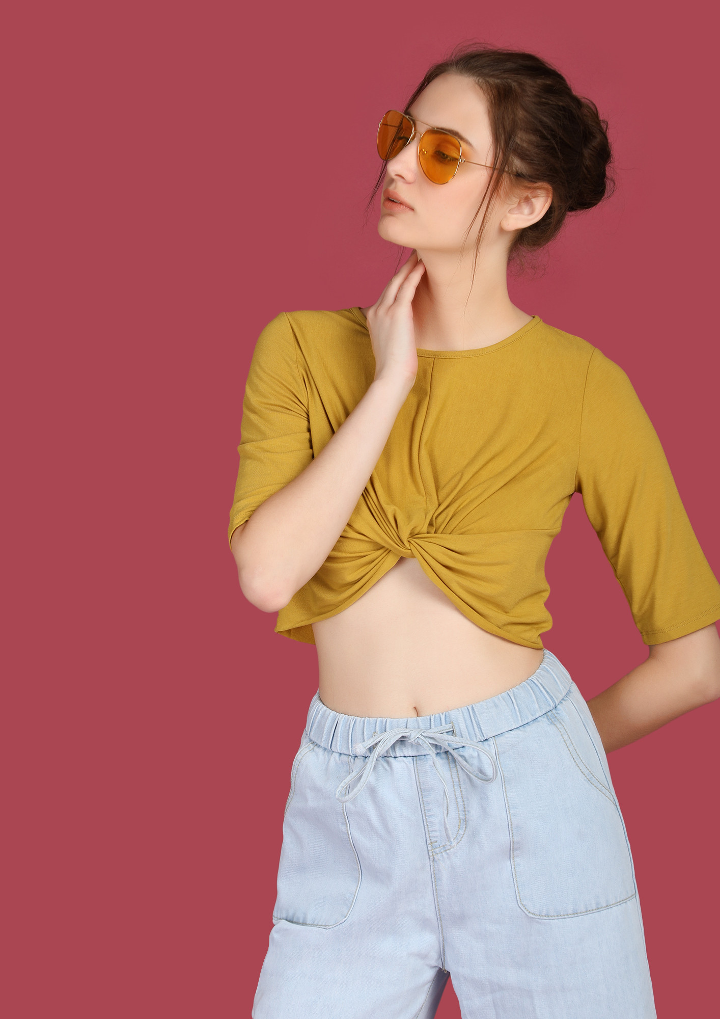 GET IT TWISTED YELLOW CROP TOP
