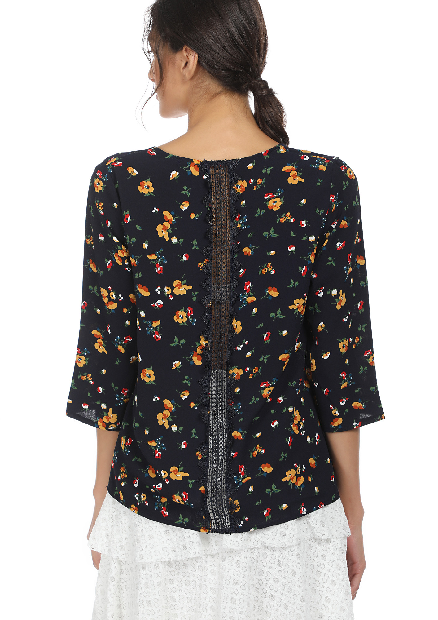 GET READY FOR BUTTERFLY ATTACK NAVY TOP