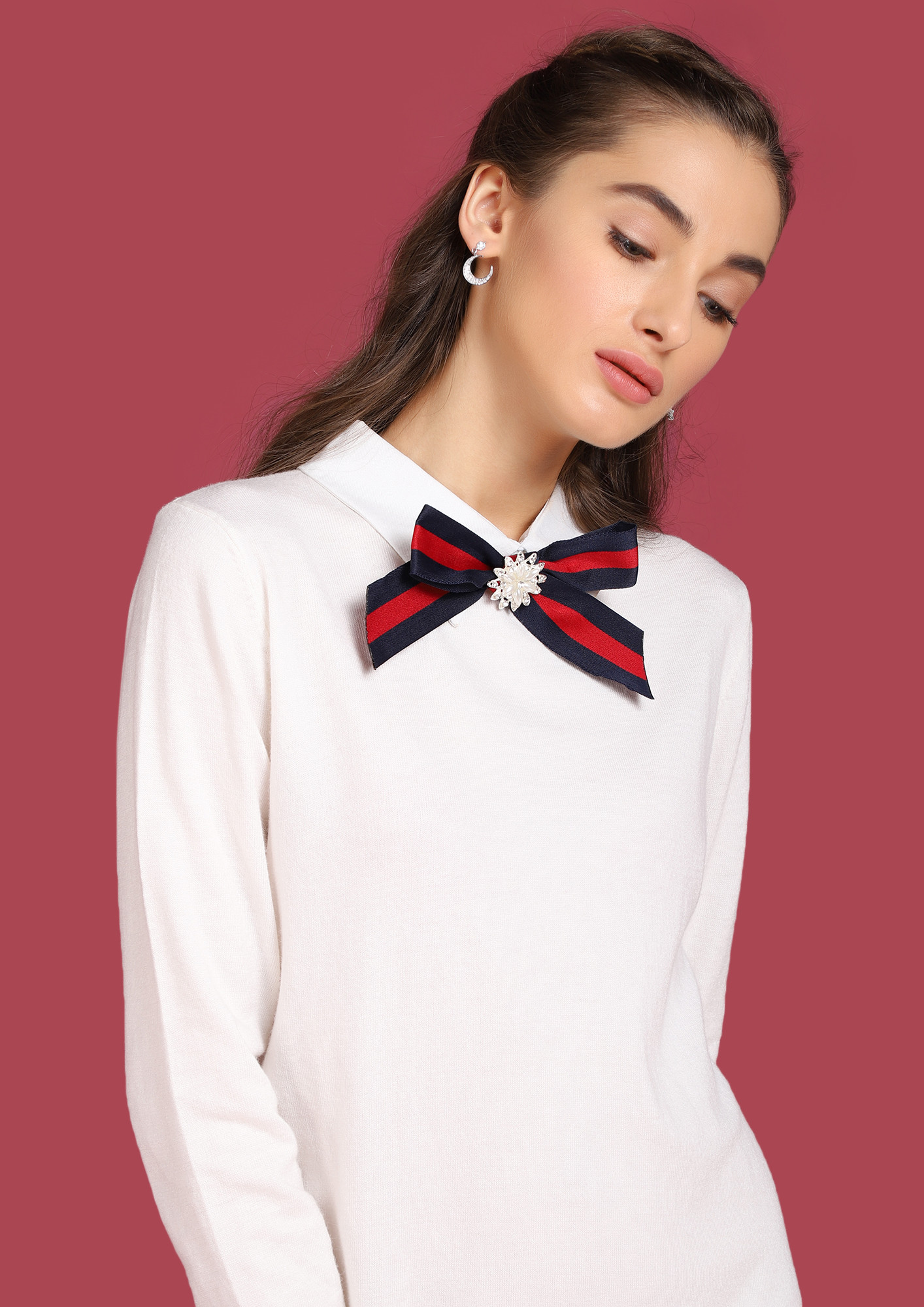 THE ALPHA WOMAN'S RED STRIPED BOW TIE