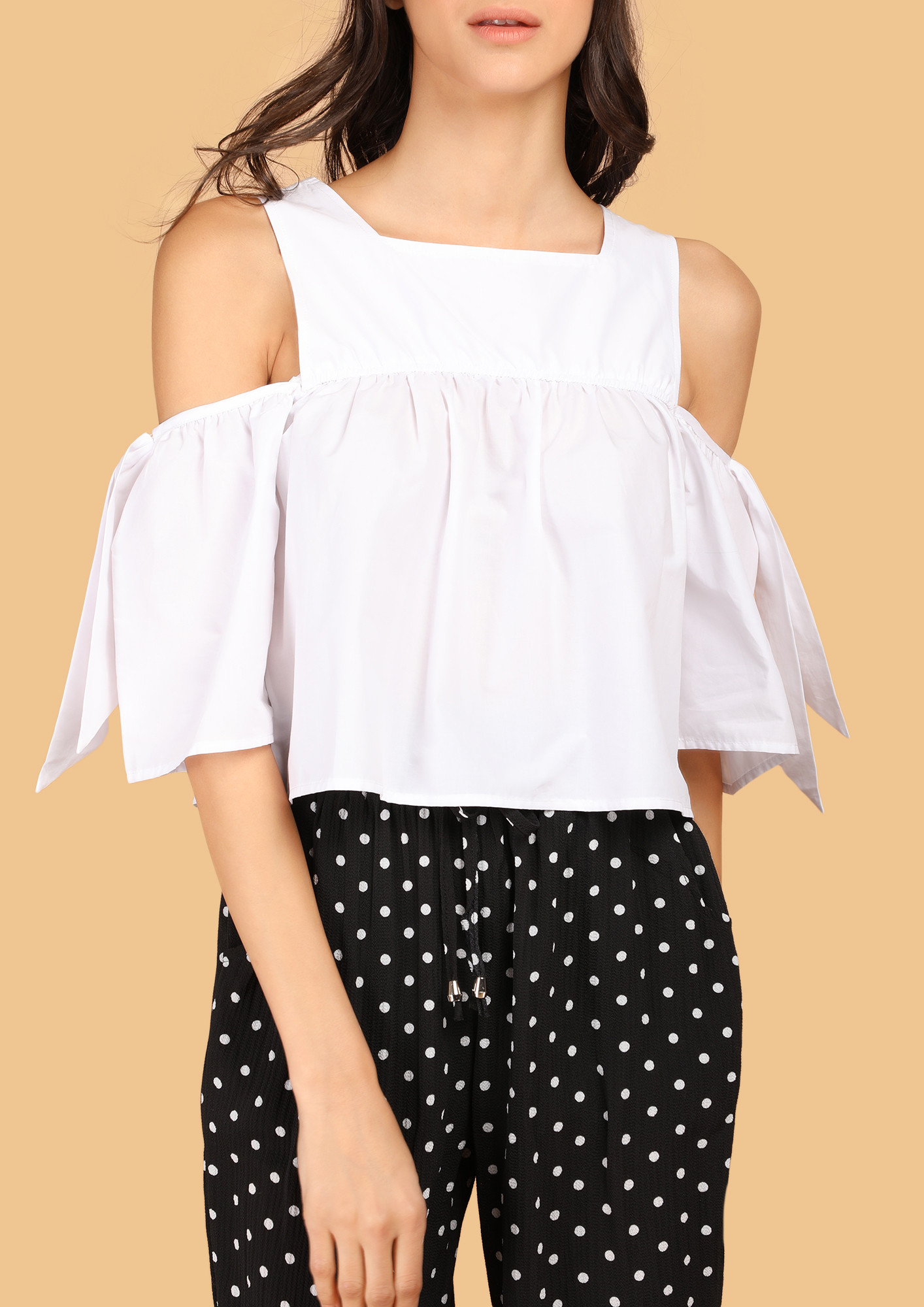 SHAKING THAT COLD SHOULDER WHITE CROP TOP