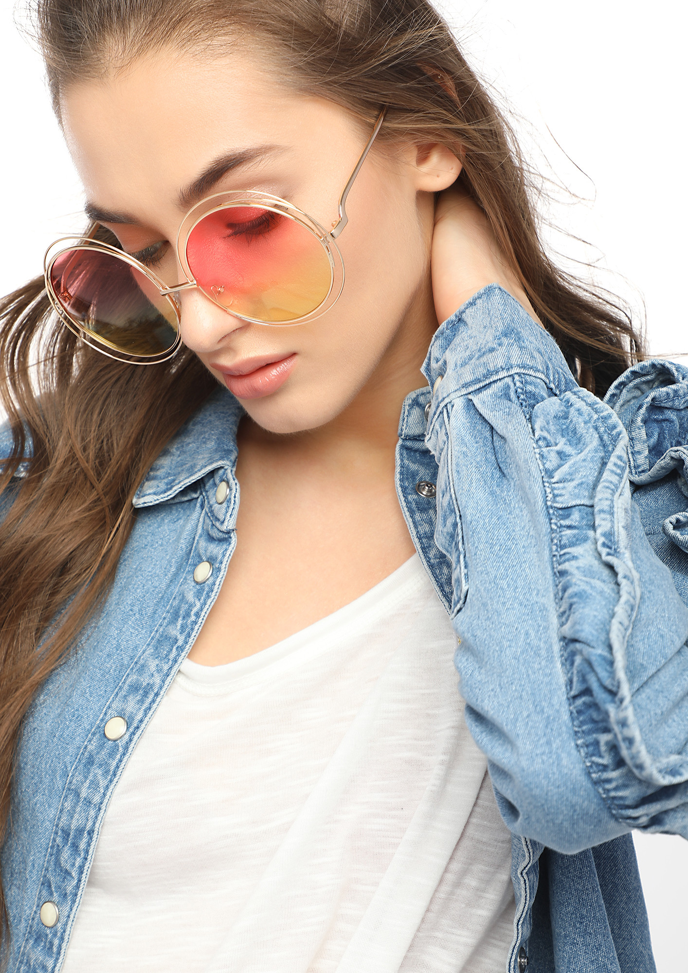LEARNING CURVE PINK YELLOW ROUND SUNGLASSES