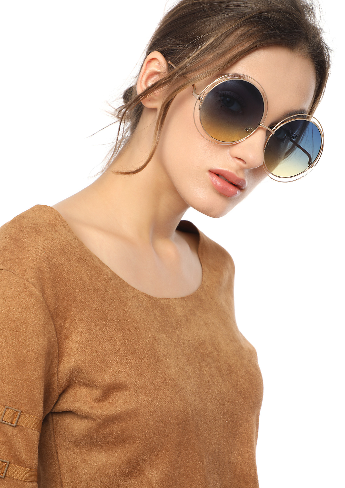 Learning Curve Blue Round Sunglasses