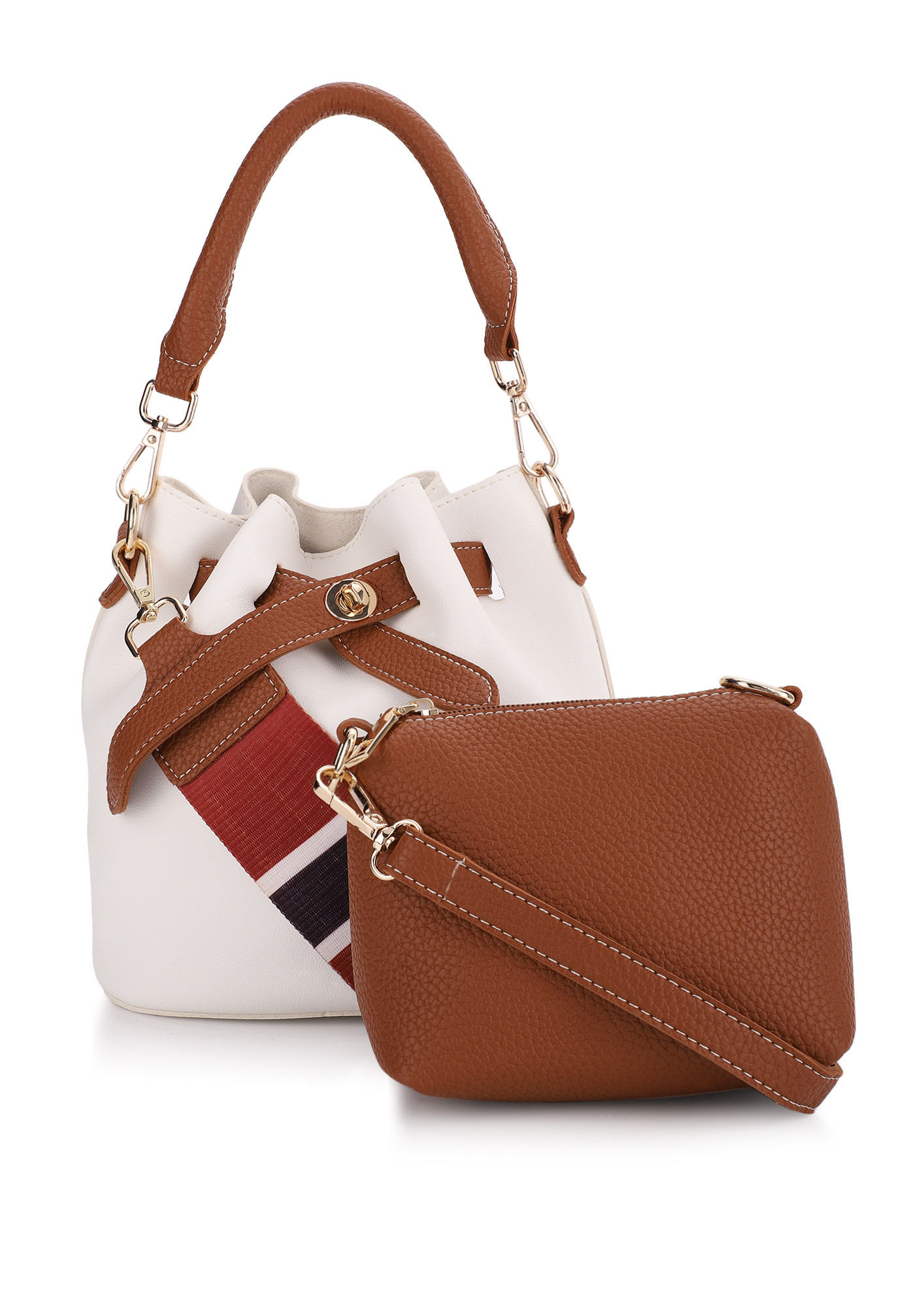 DOUBLY BUBBLY BROWN BUCKET BAG