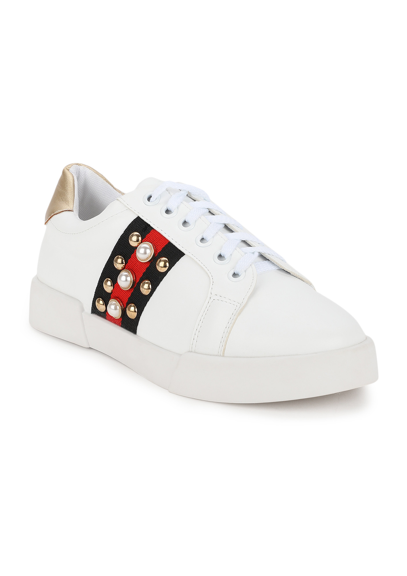 ALL STUDS AND GLAM WHITE CASUAL SHOES