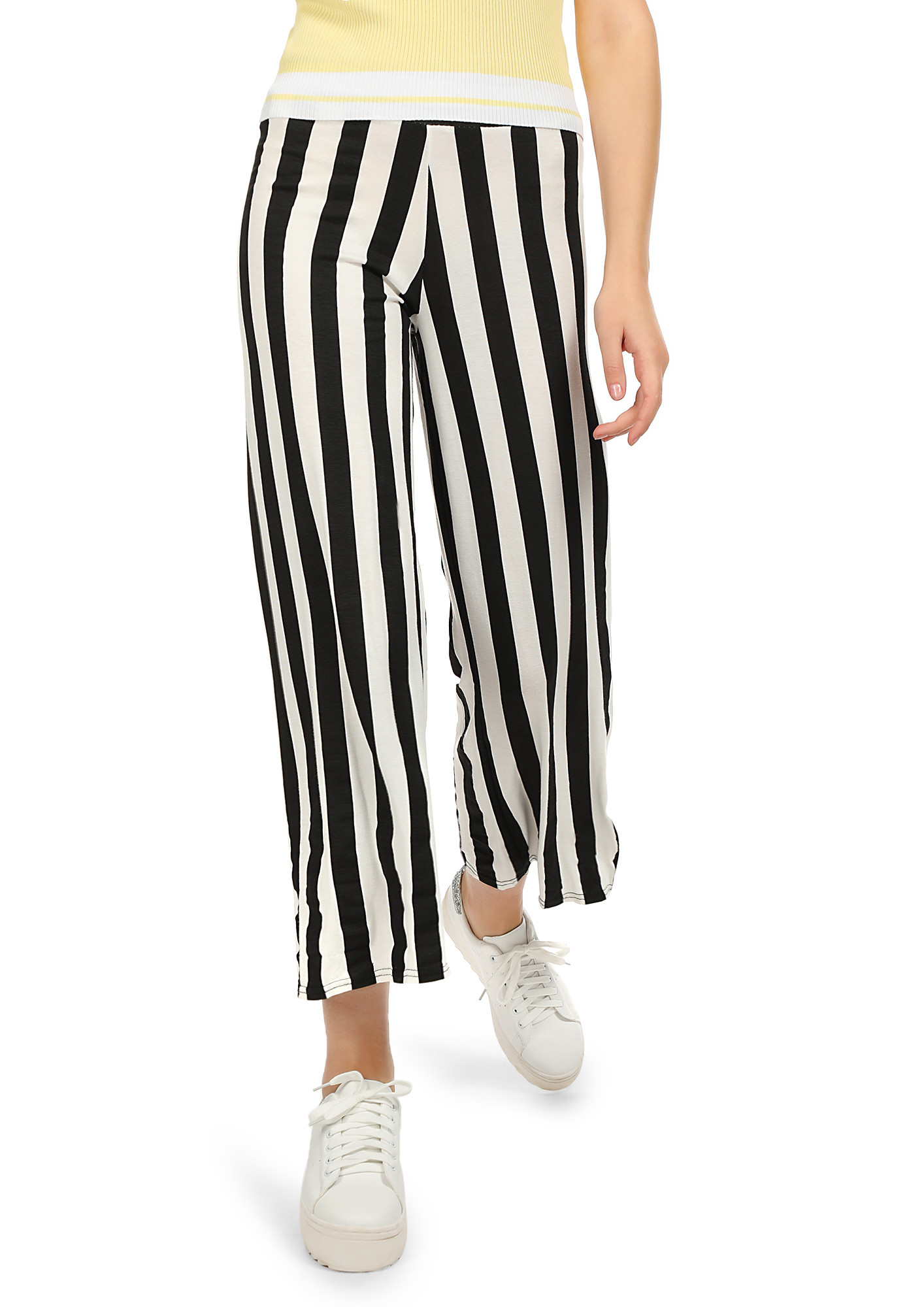 Unisex Black & White Striped Loose Pants - Babeehive