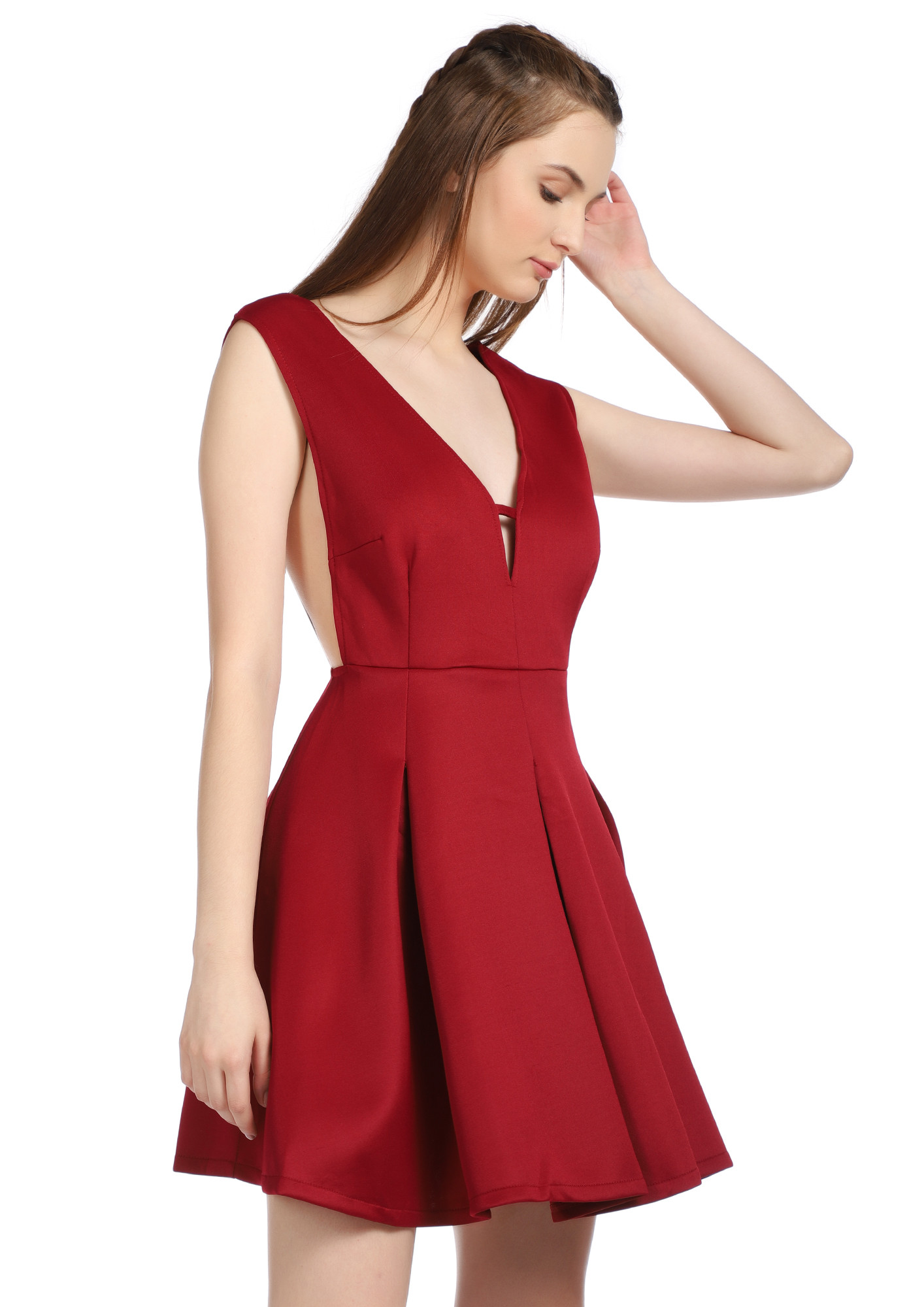 WILD THOUGHTS MAROON PINAFORE DRESS