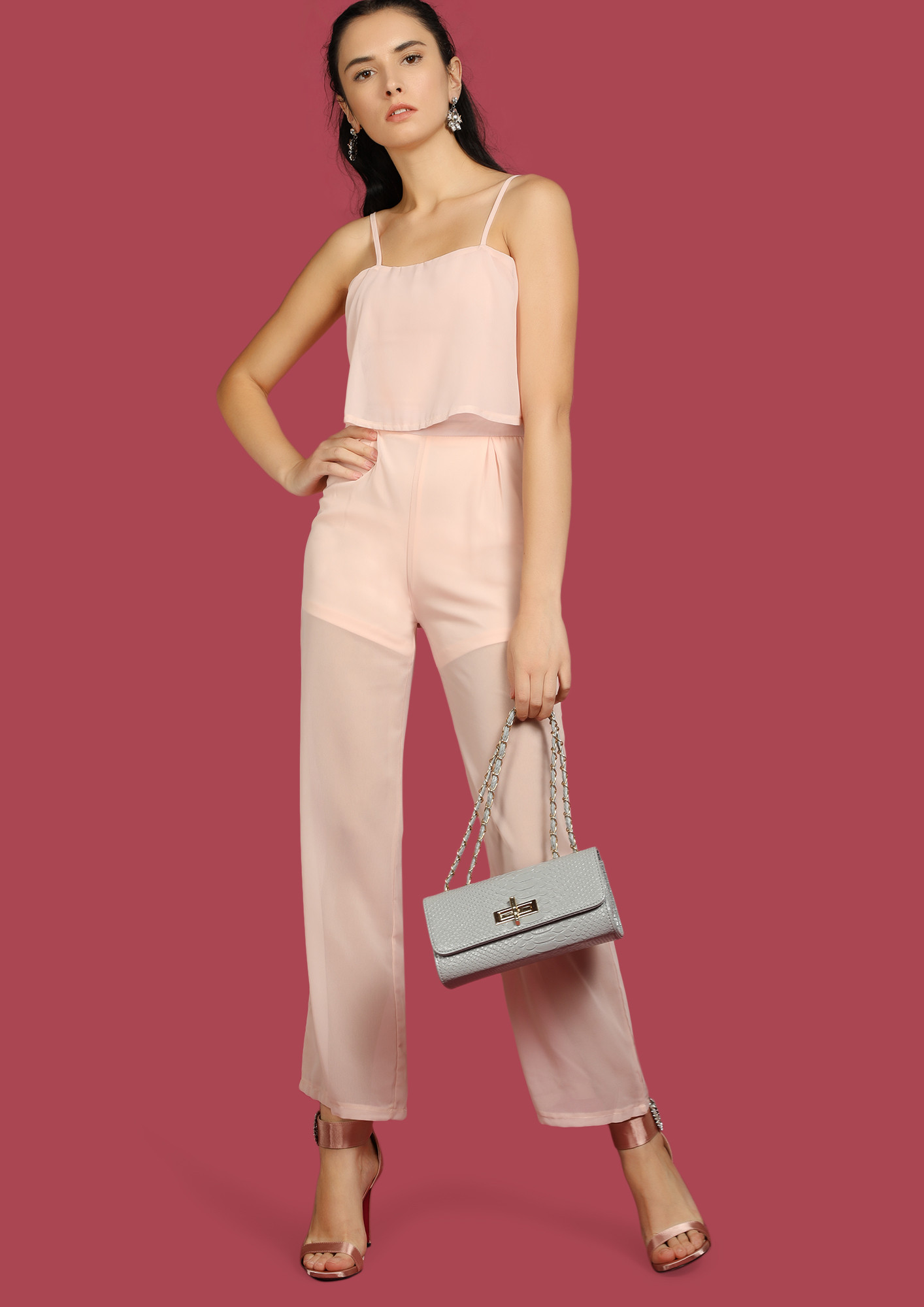 SHEER-UP BABY PINK JUMPSUIT
