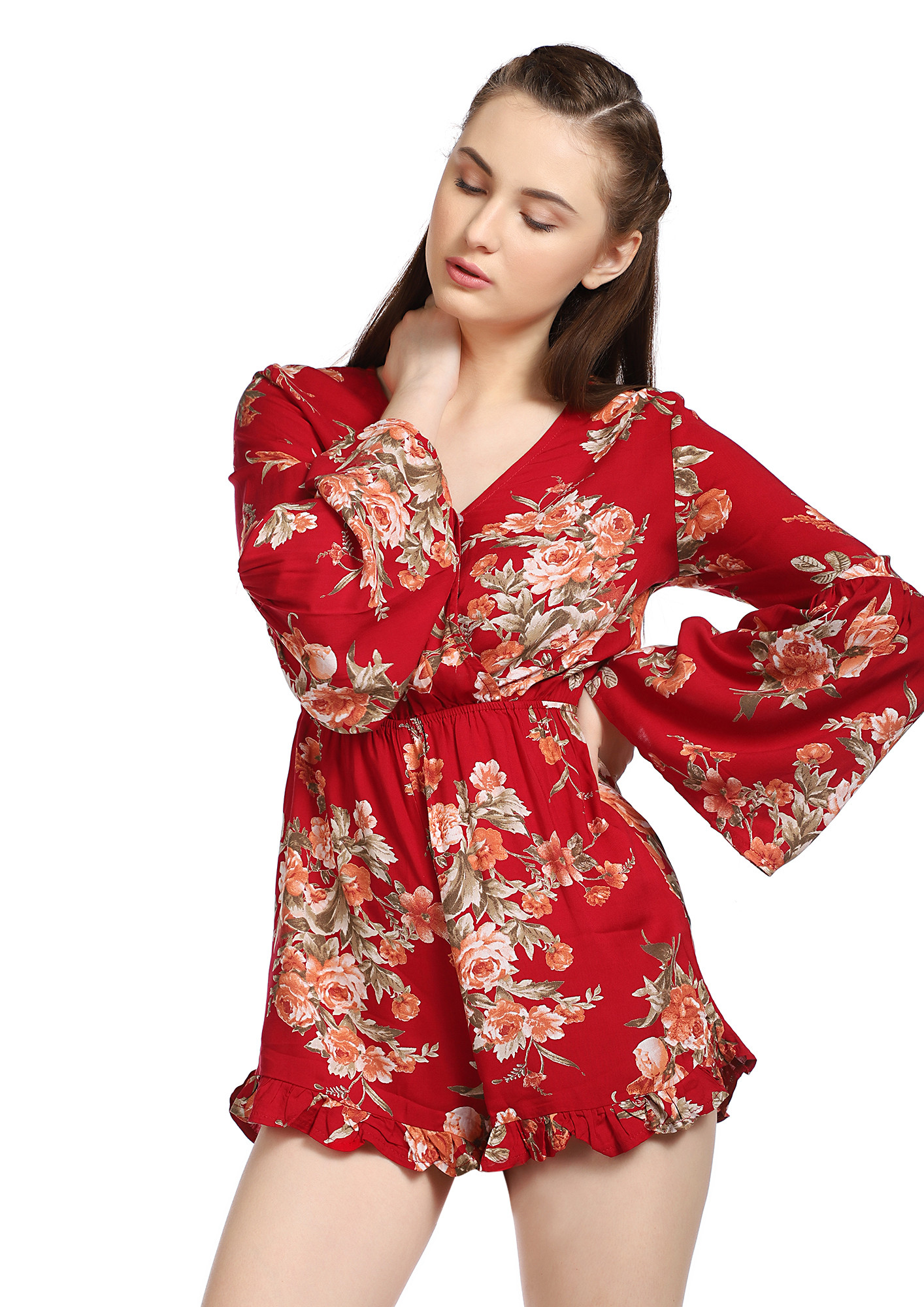 WELCOME TO MY FLOWER SHOW RED ROMPER