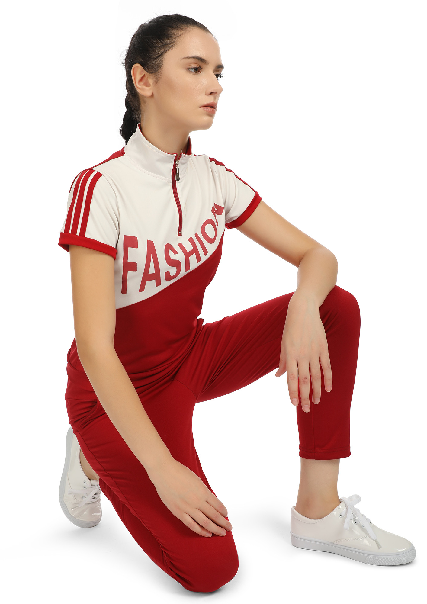 THE FITNESS OUTFIT WHITE RED TRACKSUIT