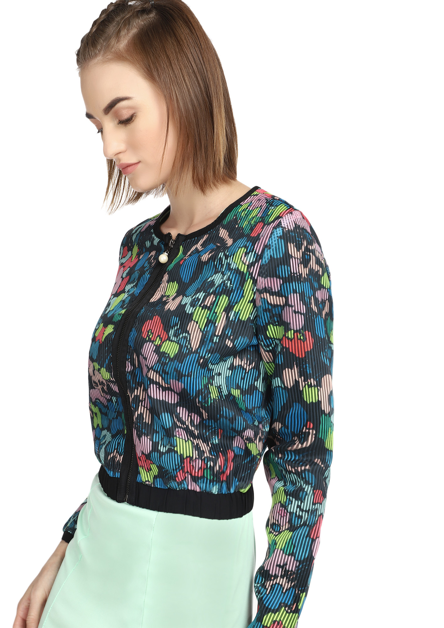 PRINT PERFECT MULTICOLOR BOMBER JACKET