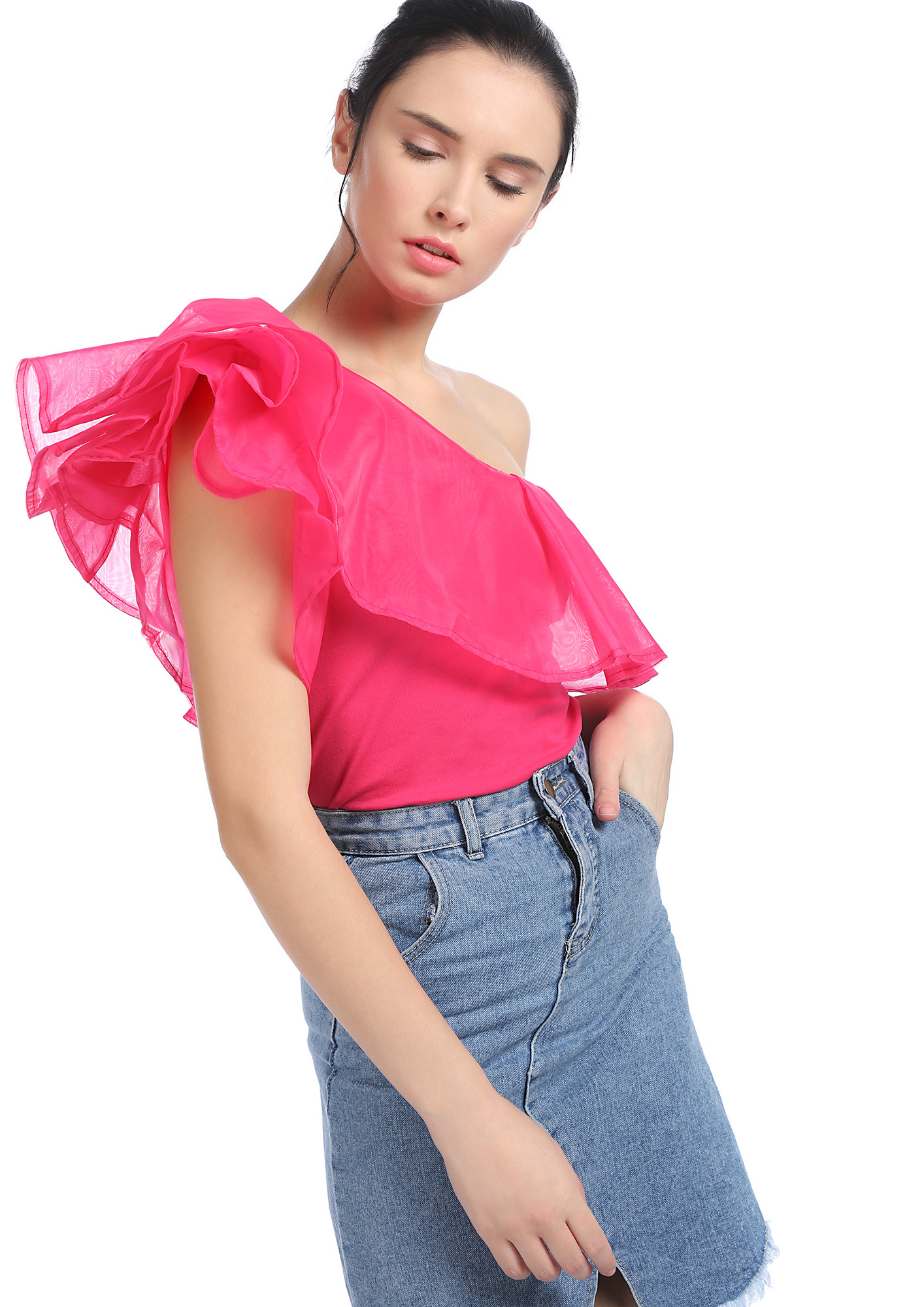 FROM ONE SIDE FUCHSIA TOP