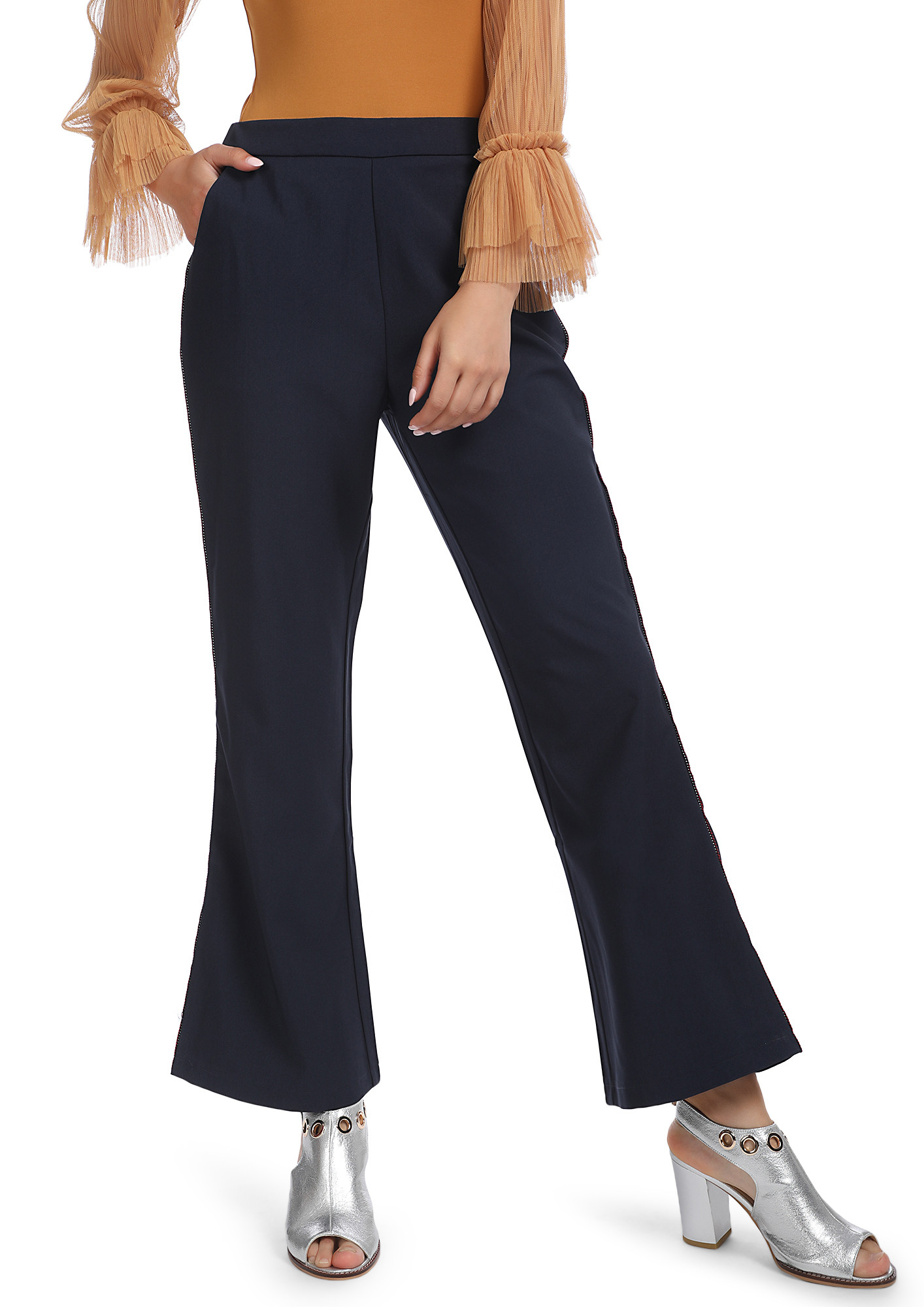 ZIP IT UP NAVY FLARED TROUSERS
