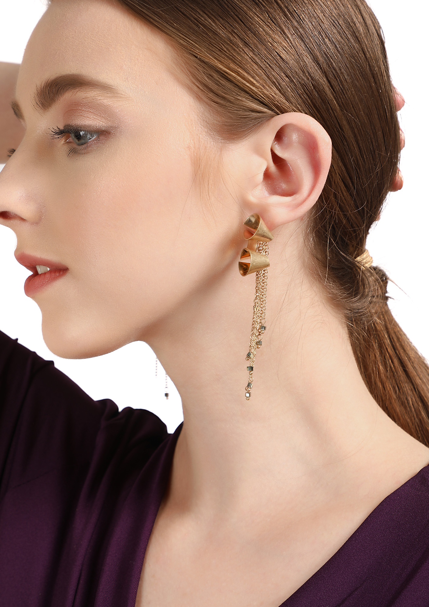 GOSS BABE TWO OF A KIND GOLD EARRINGS