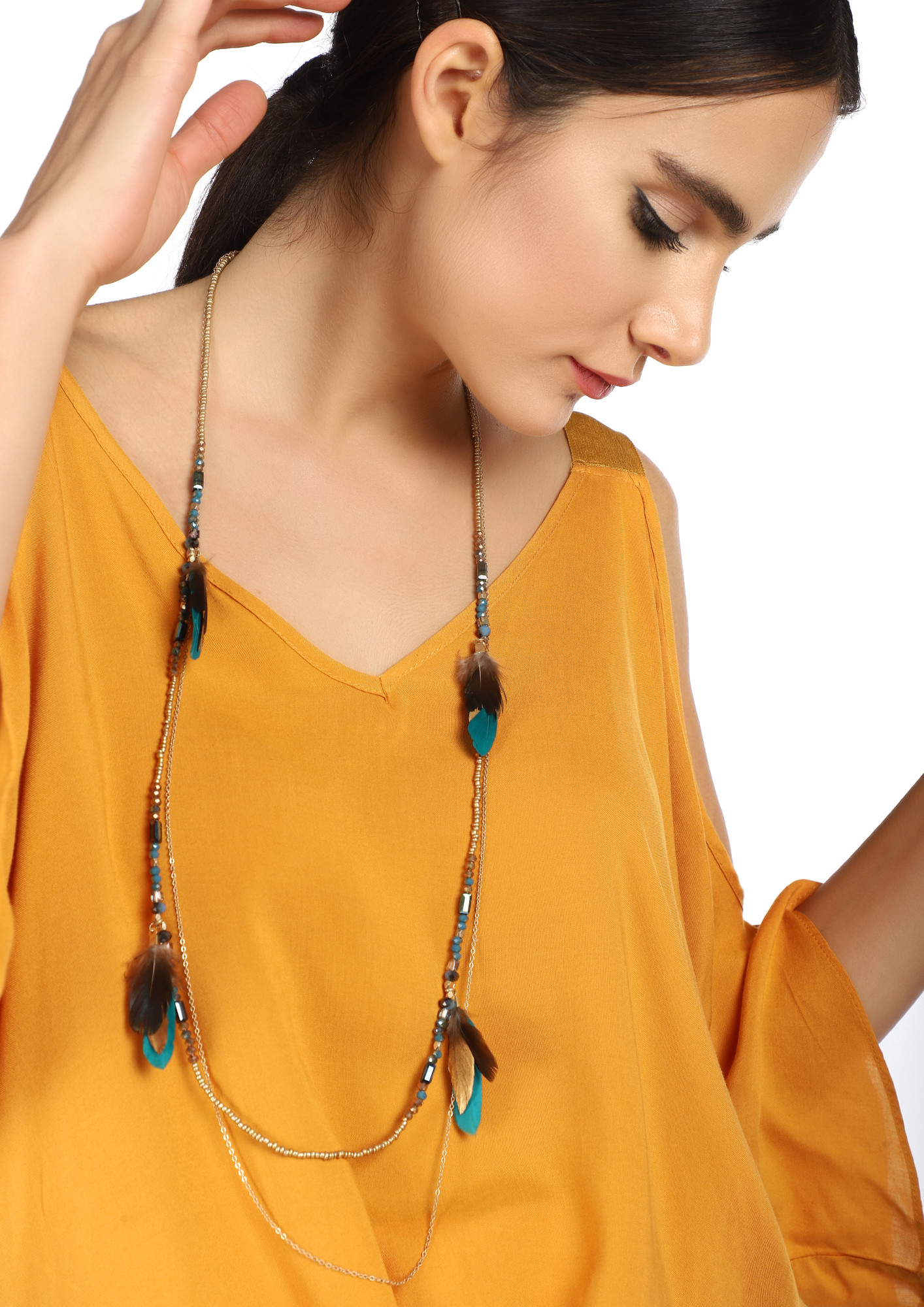 GOSS BABE FEATHER CUPID MULTICOLOR NECKLACE