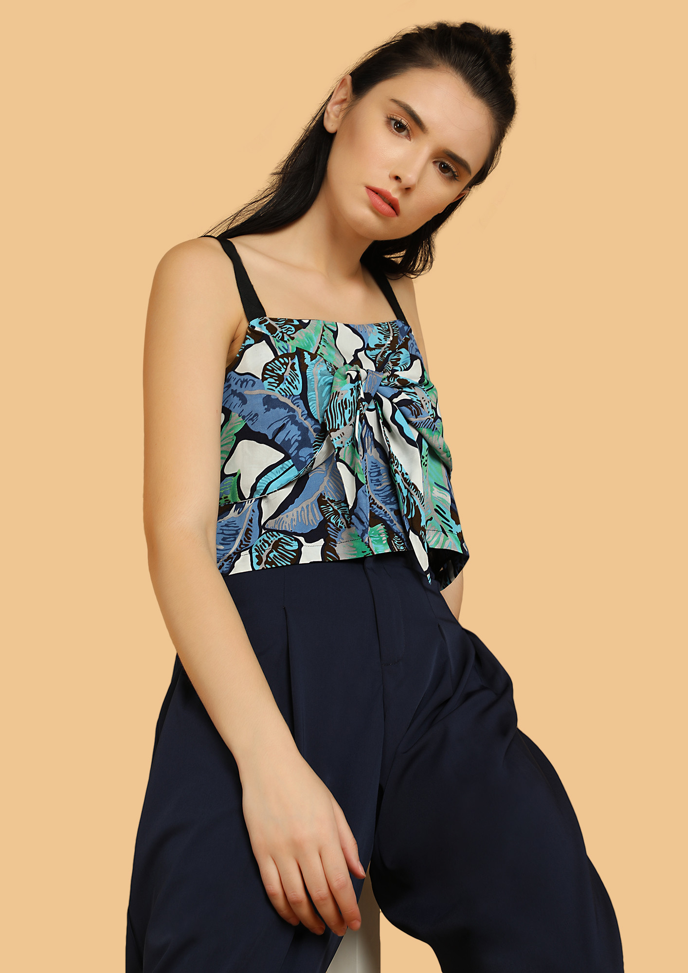 IT'S A JUNGLE OUT THERE BLUE CROP TOP