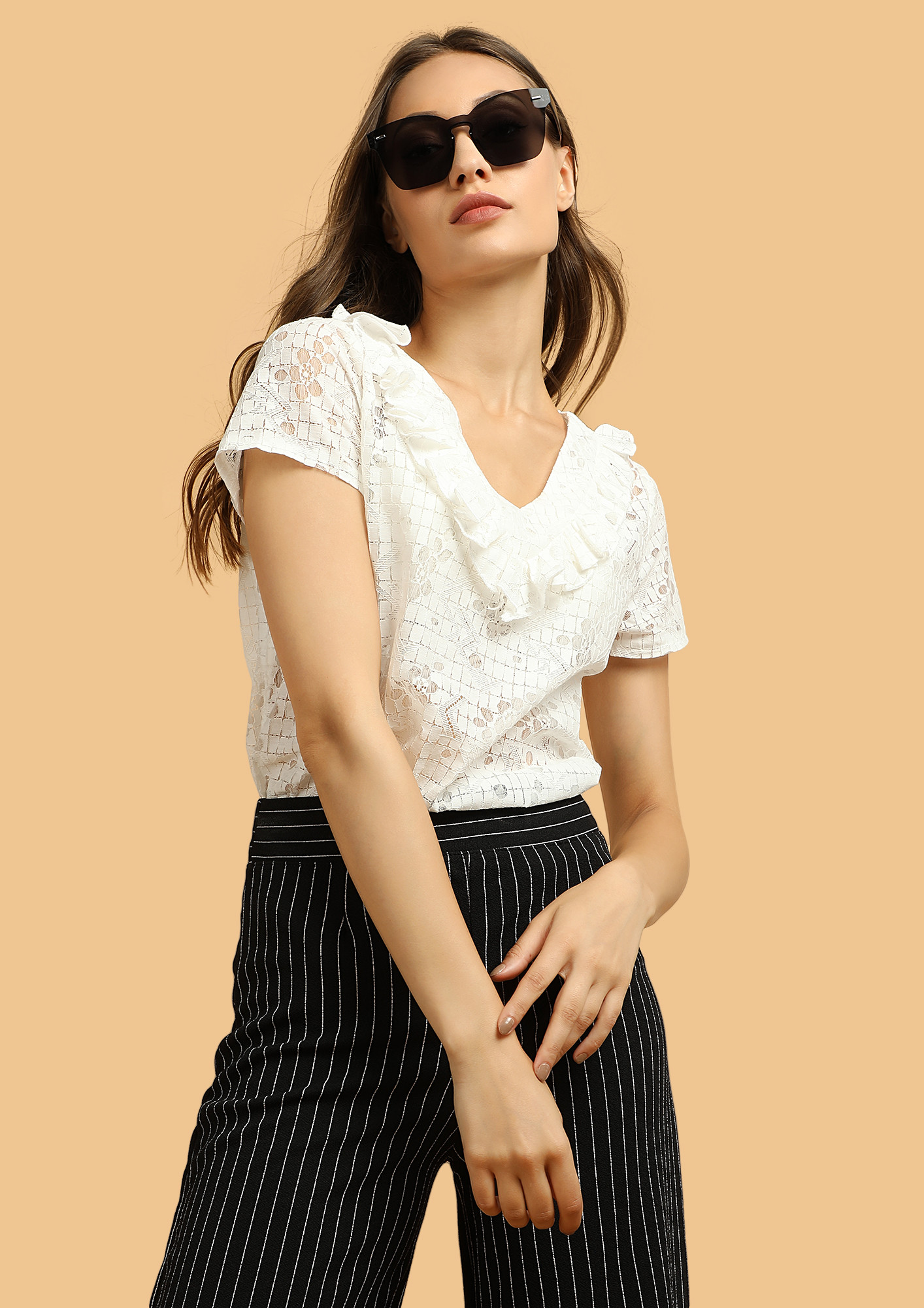 THERE IS NO STOPPING RUFFLE WHITE BLOUSE
