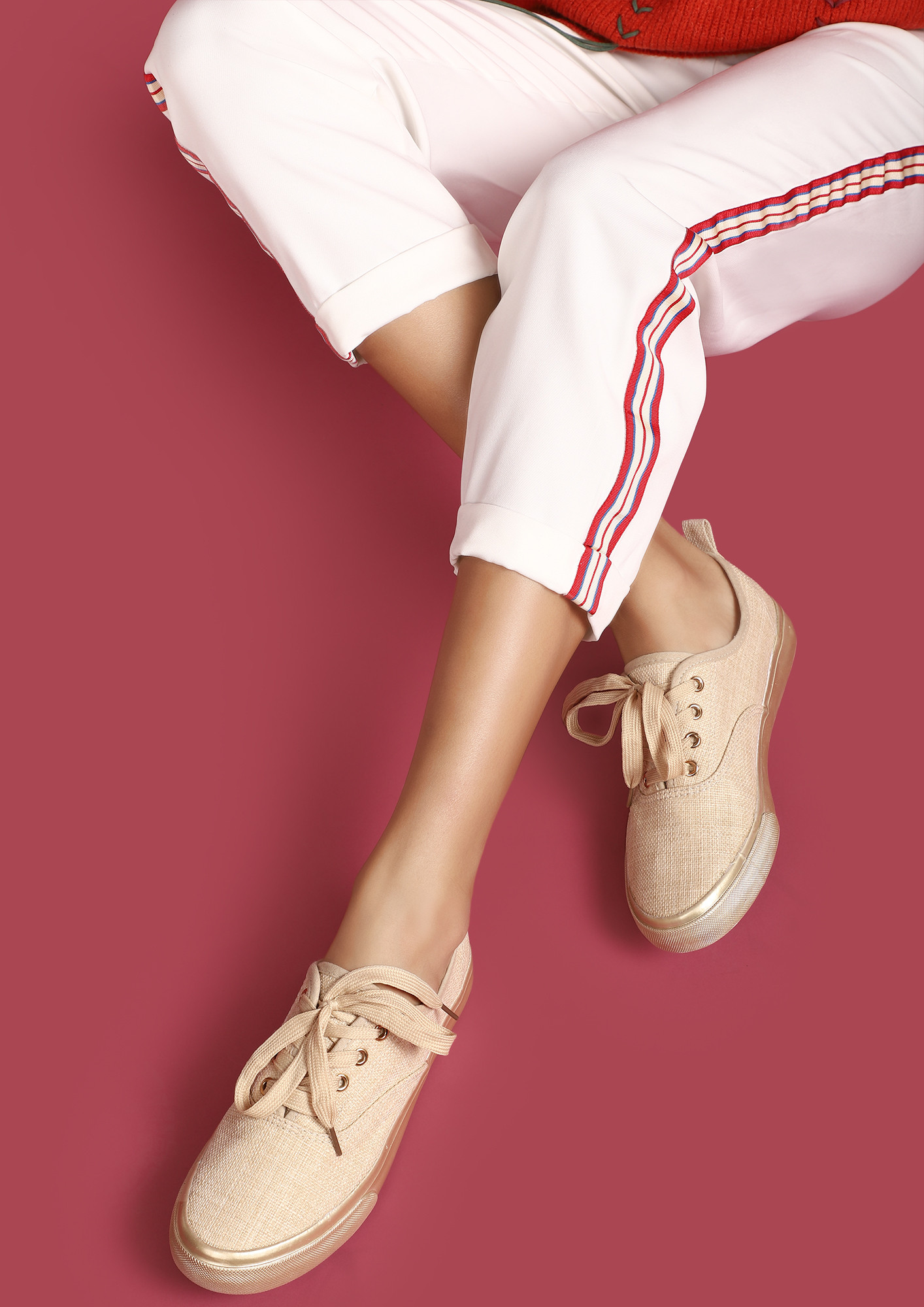 WOVEN WITH PERFECTION BEIGE SNEAKERS