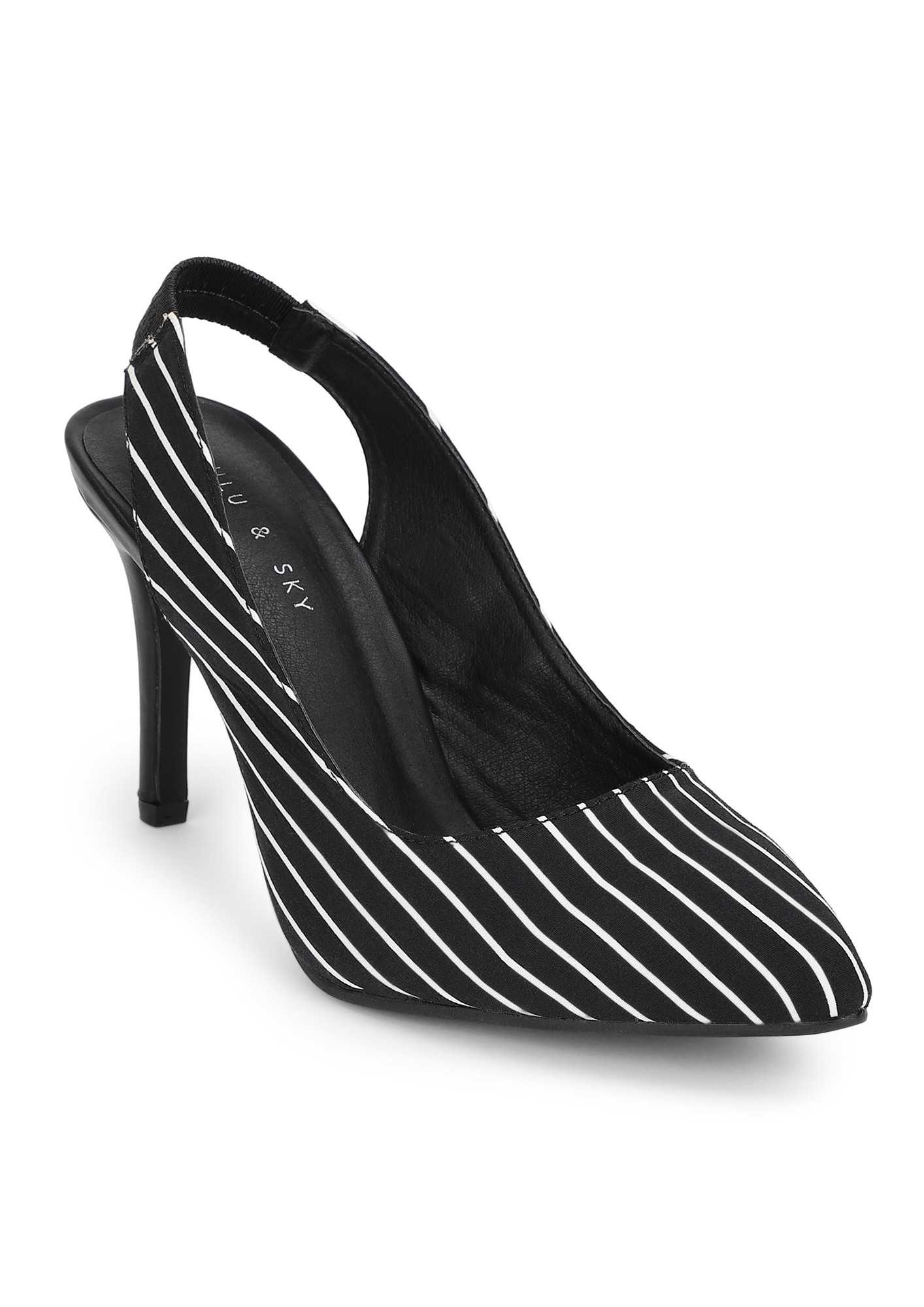 IN LINE WITH THE TREND STRIPED BLACK PUMPS