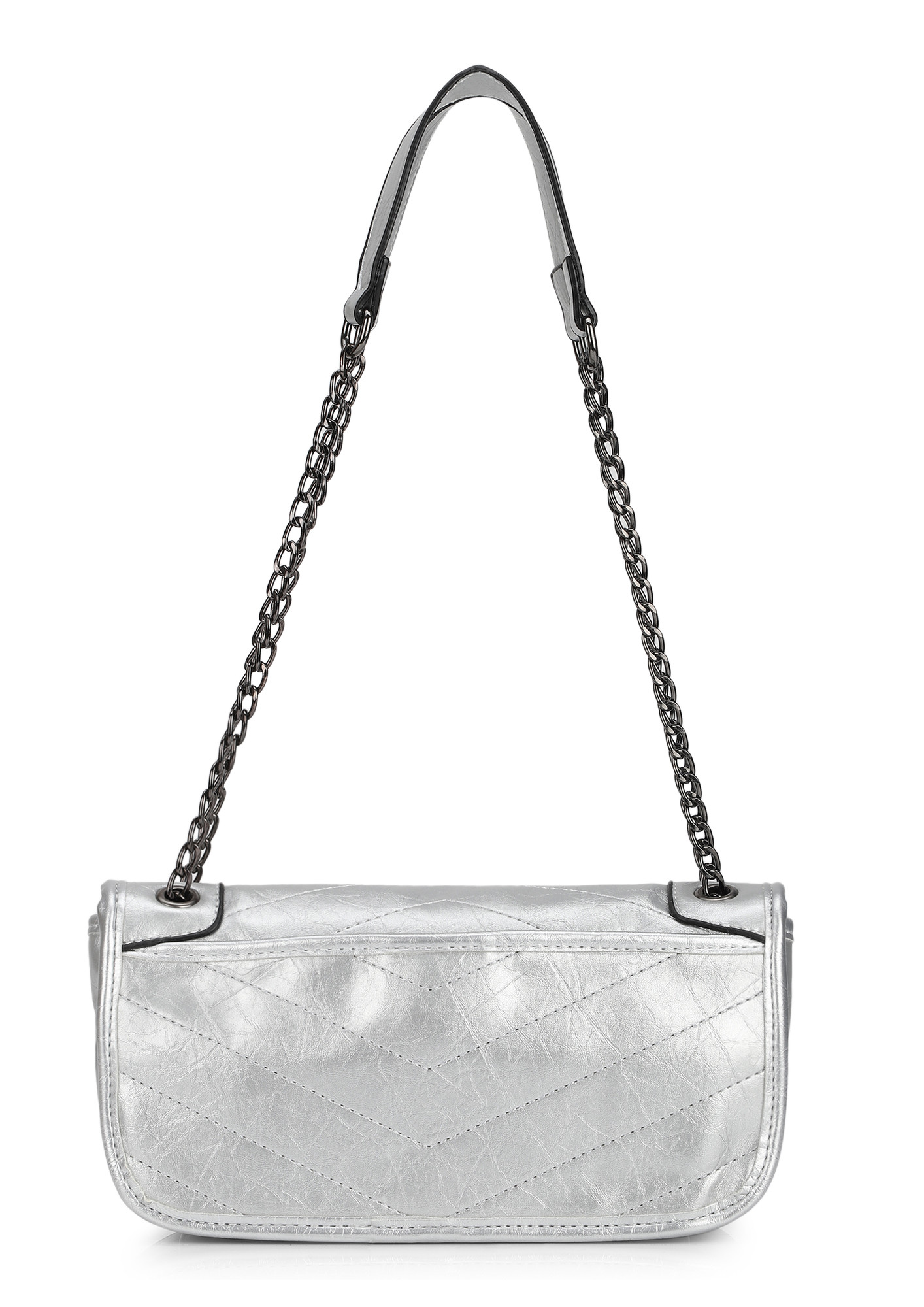 KEEP ME POSTED SILVER SLING BAG