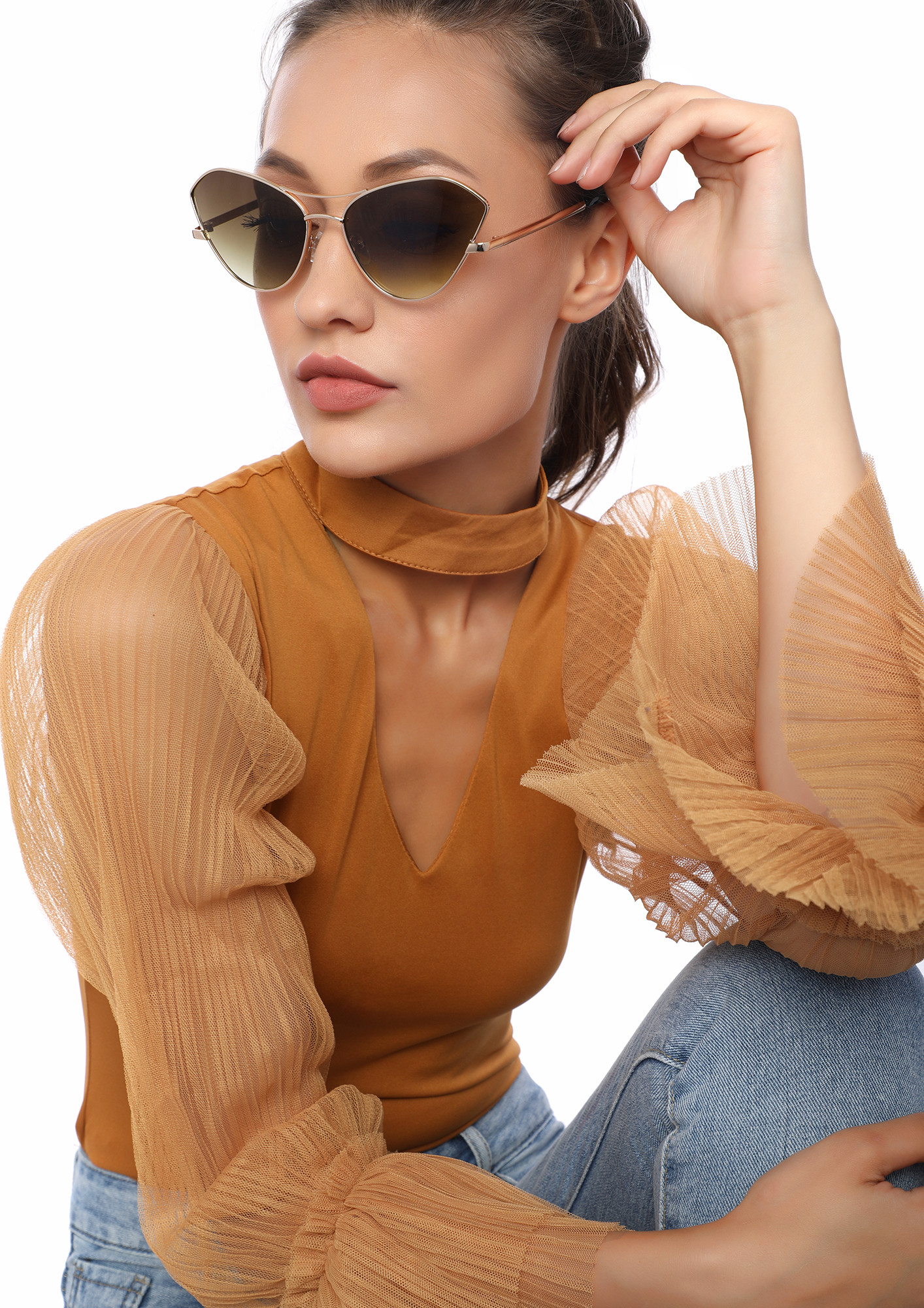 NOW OR NEVER BEACHY BROWN CATEYE SUNGLASSES