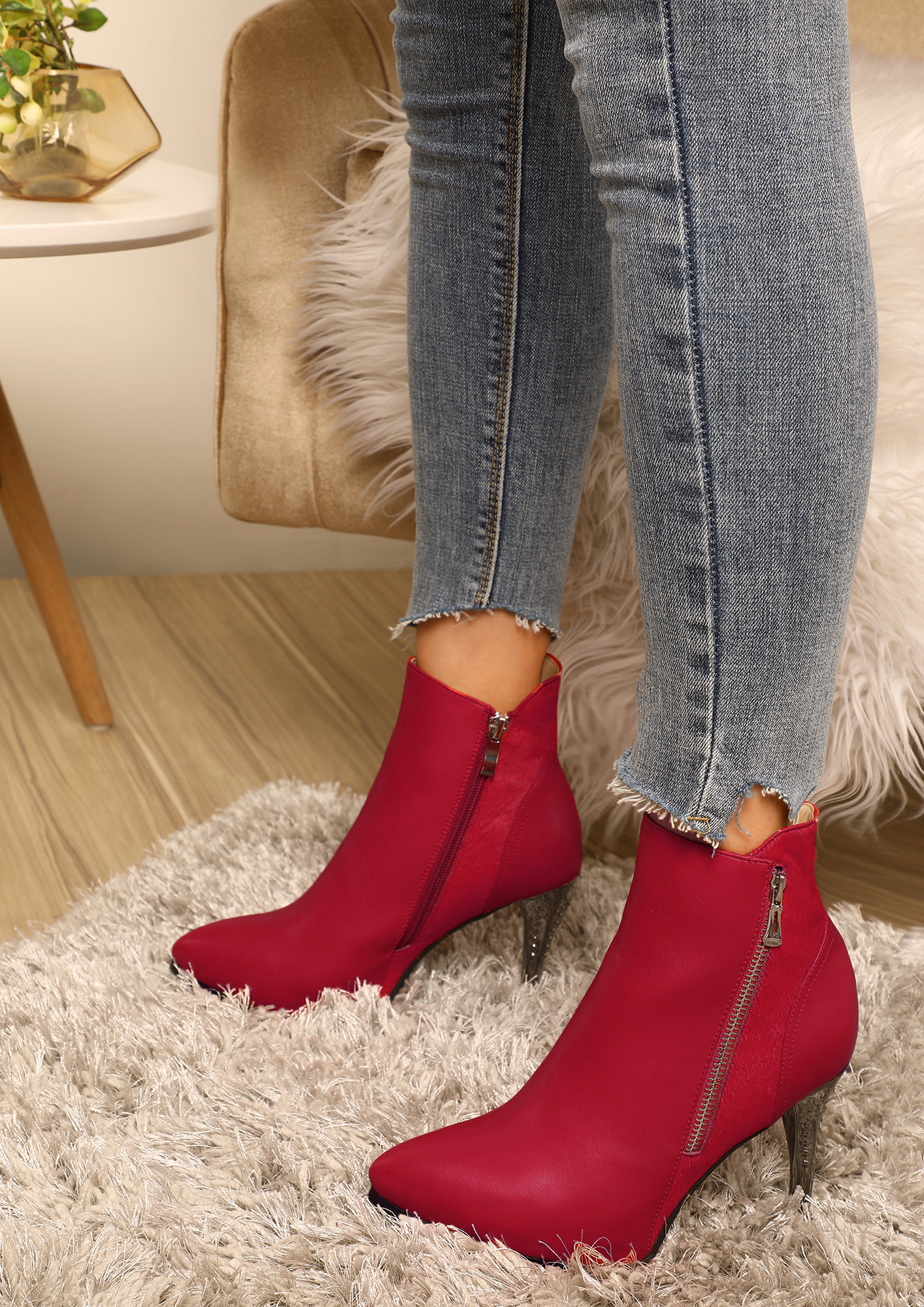 Only Maker Rose Red Platform Chunky High Heels Ankle Boots | Atomic Jane  Clothing