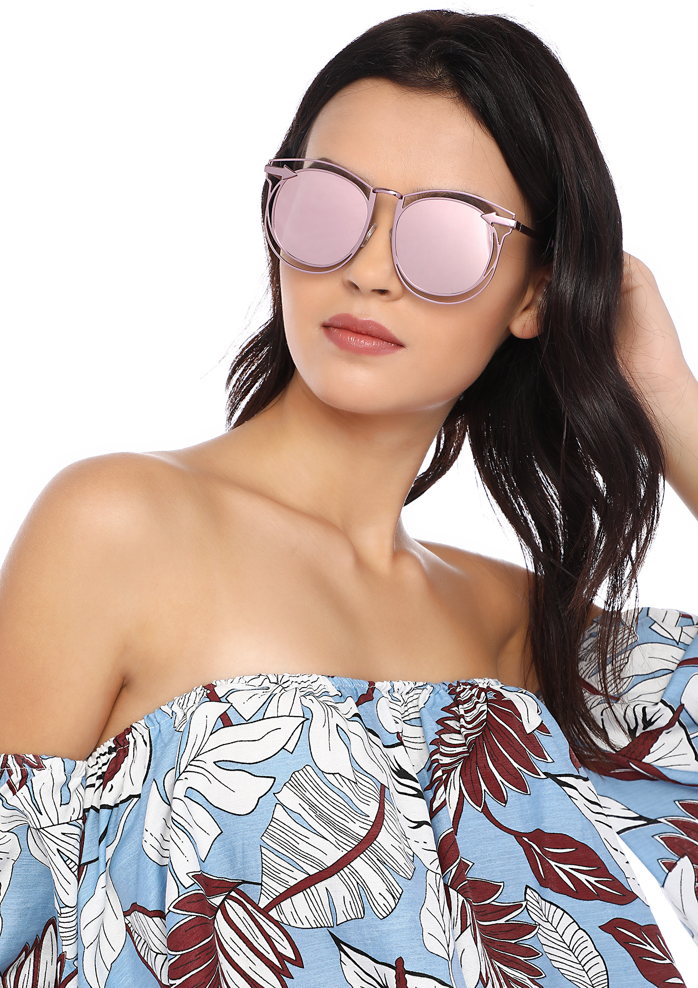 ALL ARROWS AT ME PINK CAT-EYE SUNGLASSES