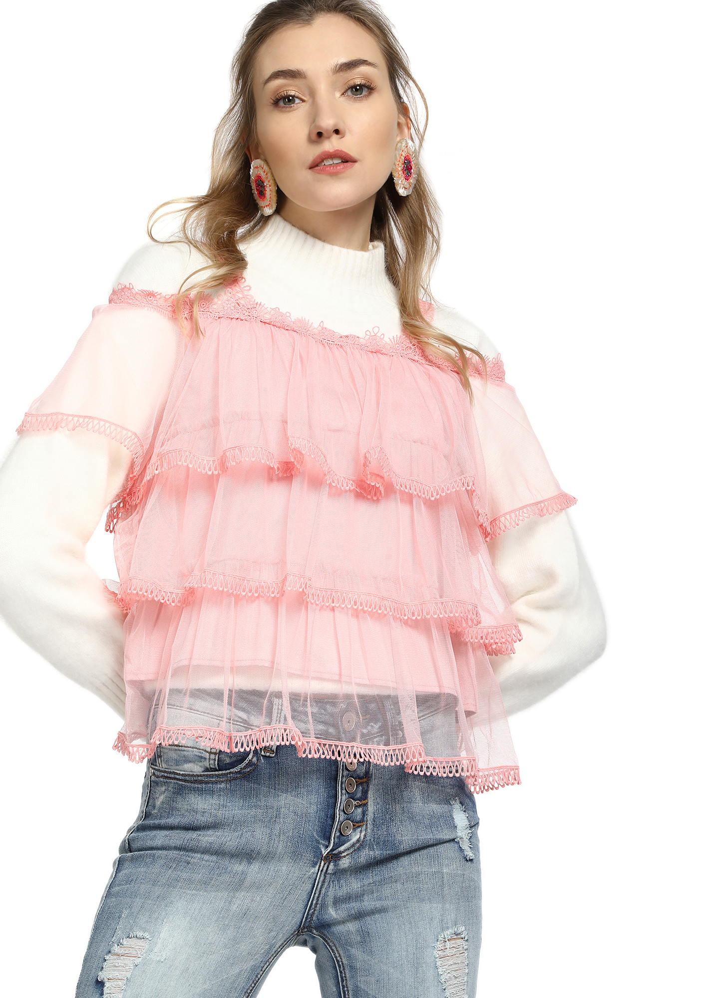 PRETTY LADY PINK OFF-SHOULDER TOP 