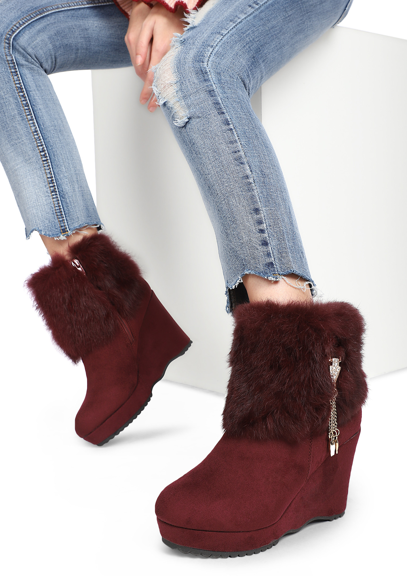HOME COMING BURGUNDY ANKLE BOOTS