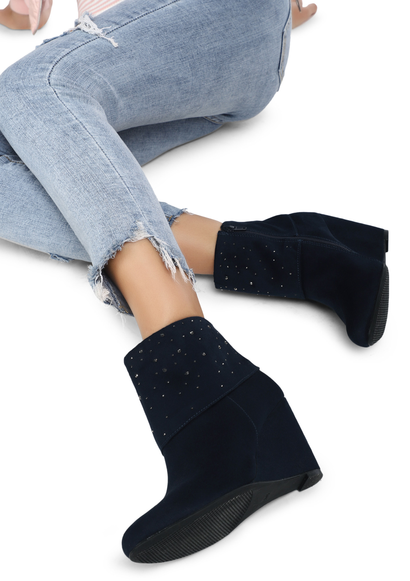 STARS UNDER A DARK SKY BLUE ANKLE BOOTS