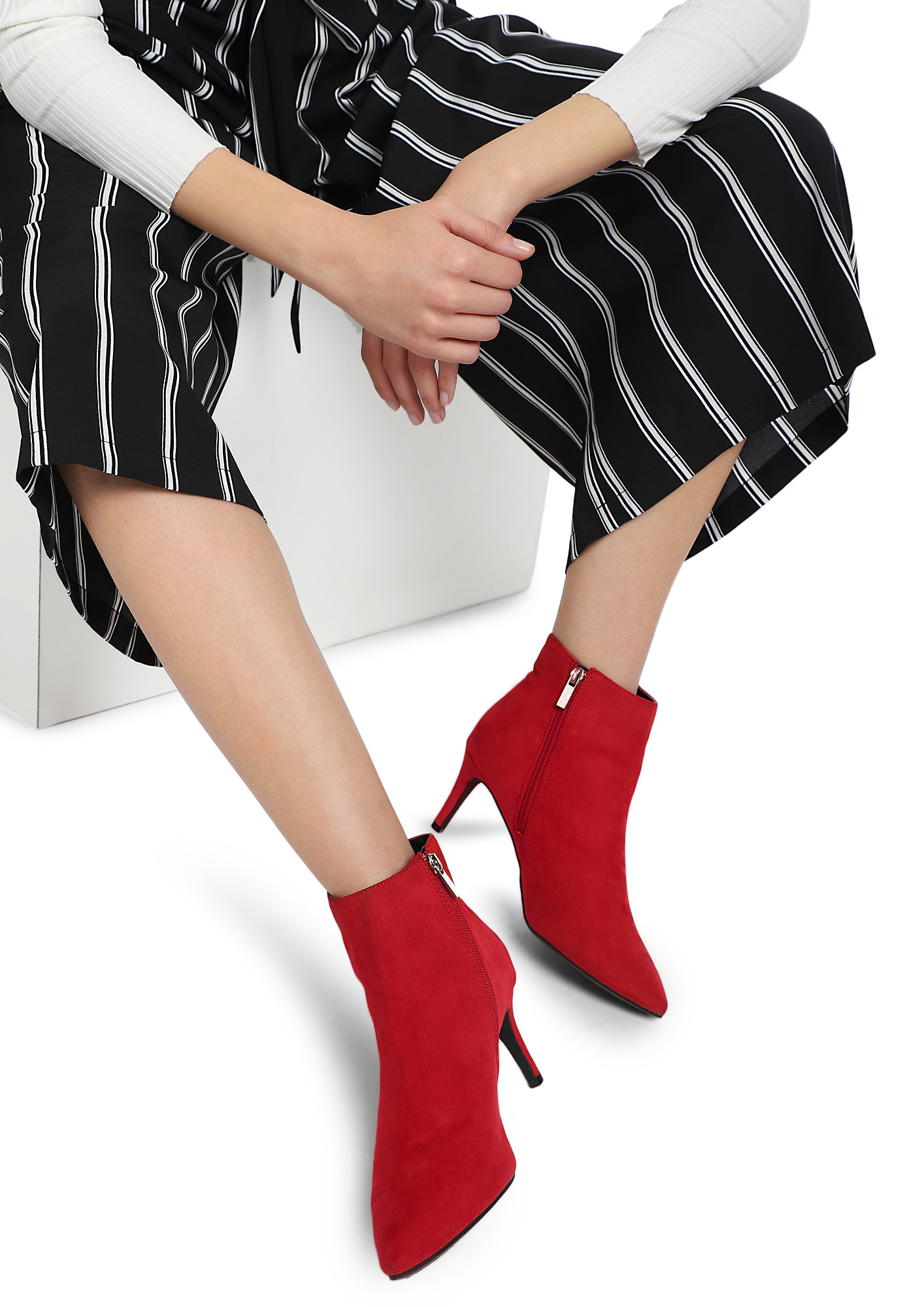 BOLD STEPS RED ANKLE BOOTS