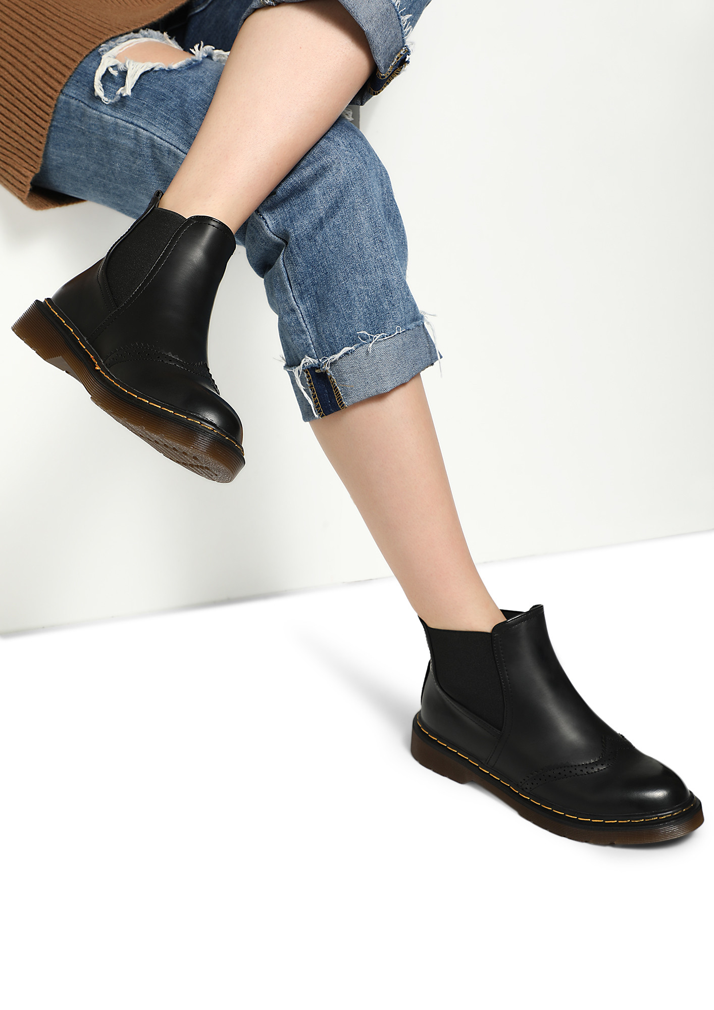 QUITE A BUSY LIFE BLACK PATENT ANKLE BOOTS