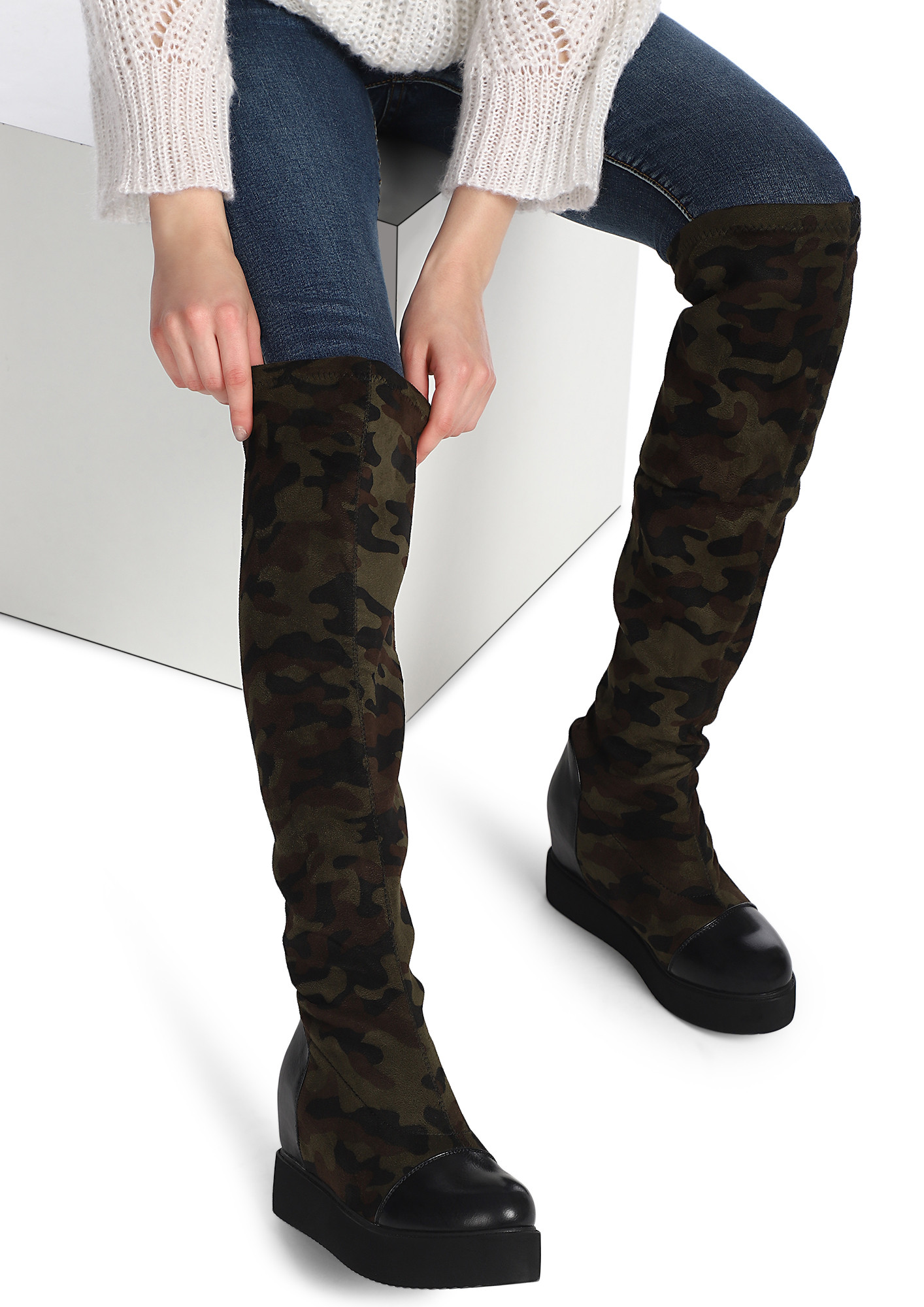 TAKING IT FURTHER OLIVE GREEN KNEE-HIGH BOOTS