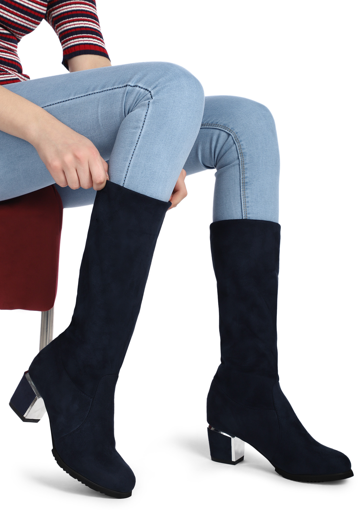 ON THE WILD SIDE BLUE MID-CUFF BLUE BOOTS