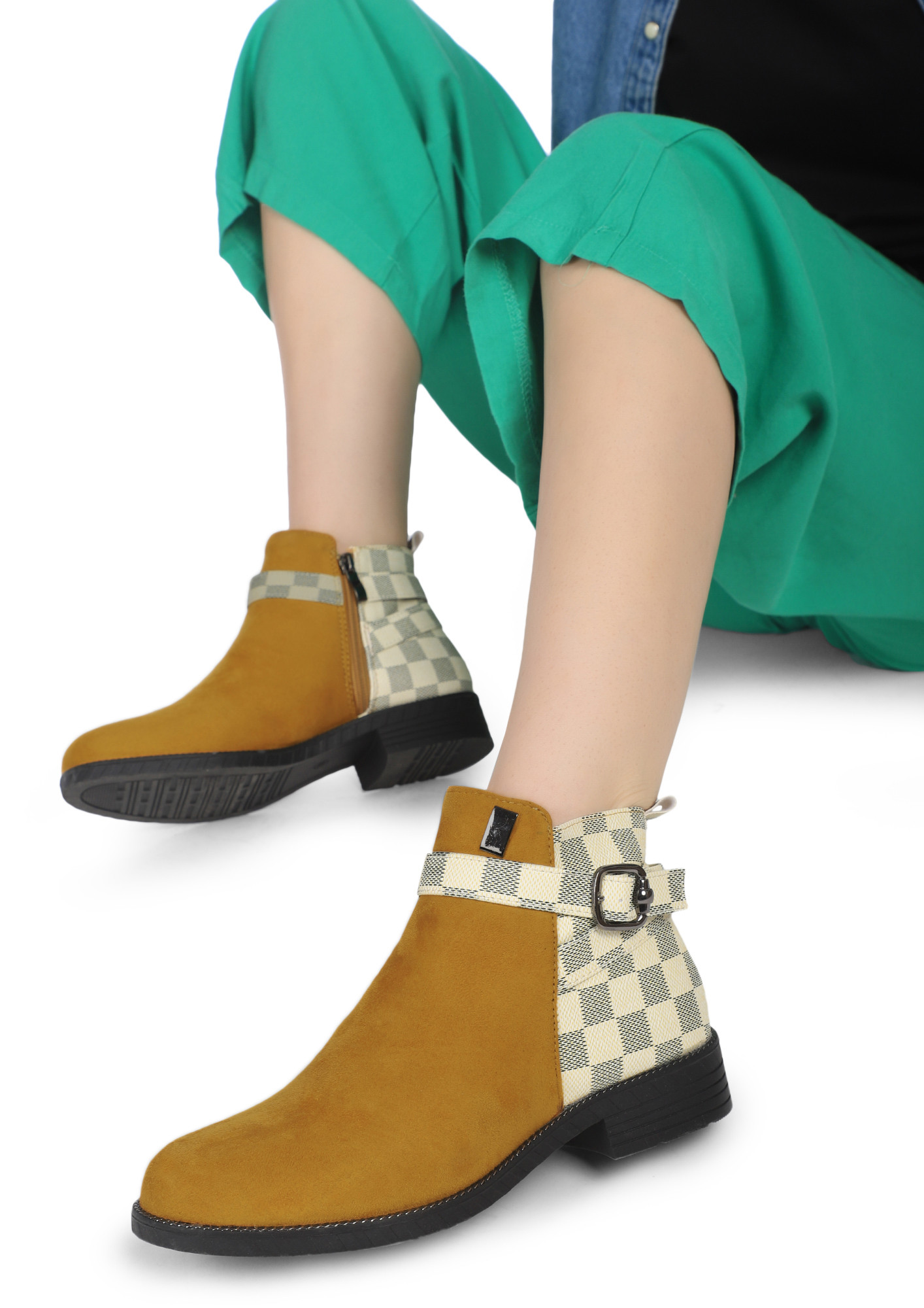 FOR THE THRILL OF IT YELLOW ANKLE BOOTS