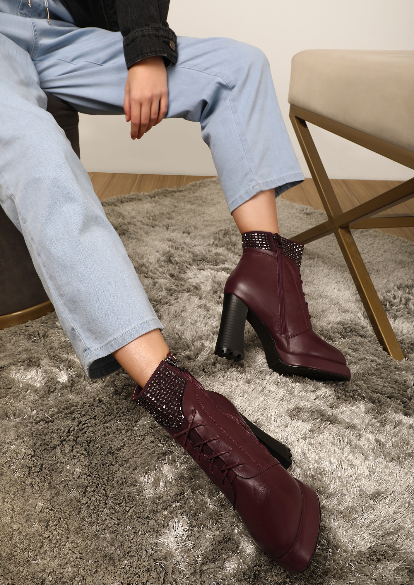DO YOU MIND WINE ANKLE BOOTS