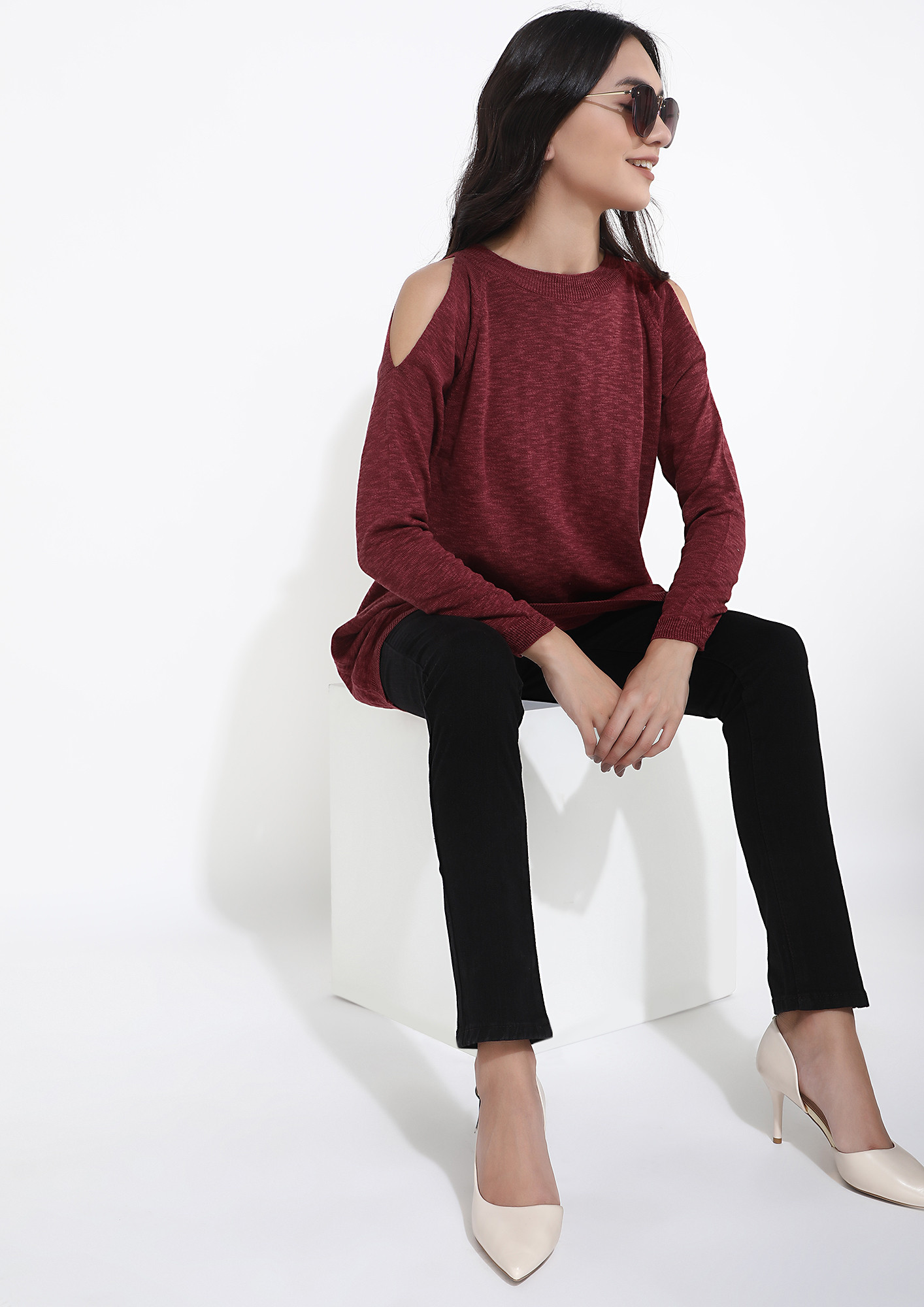 WINTER SUNSET MAROON RIBBED TOP